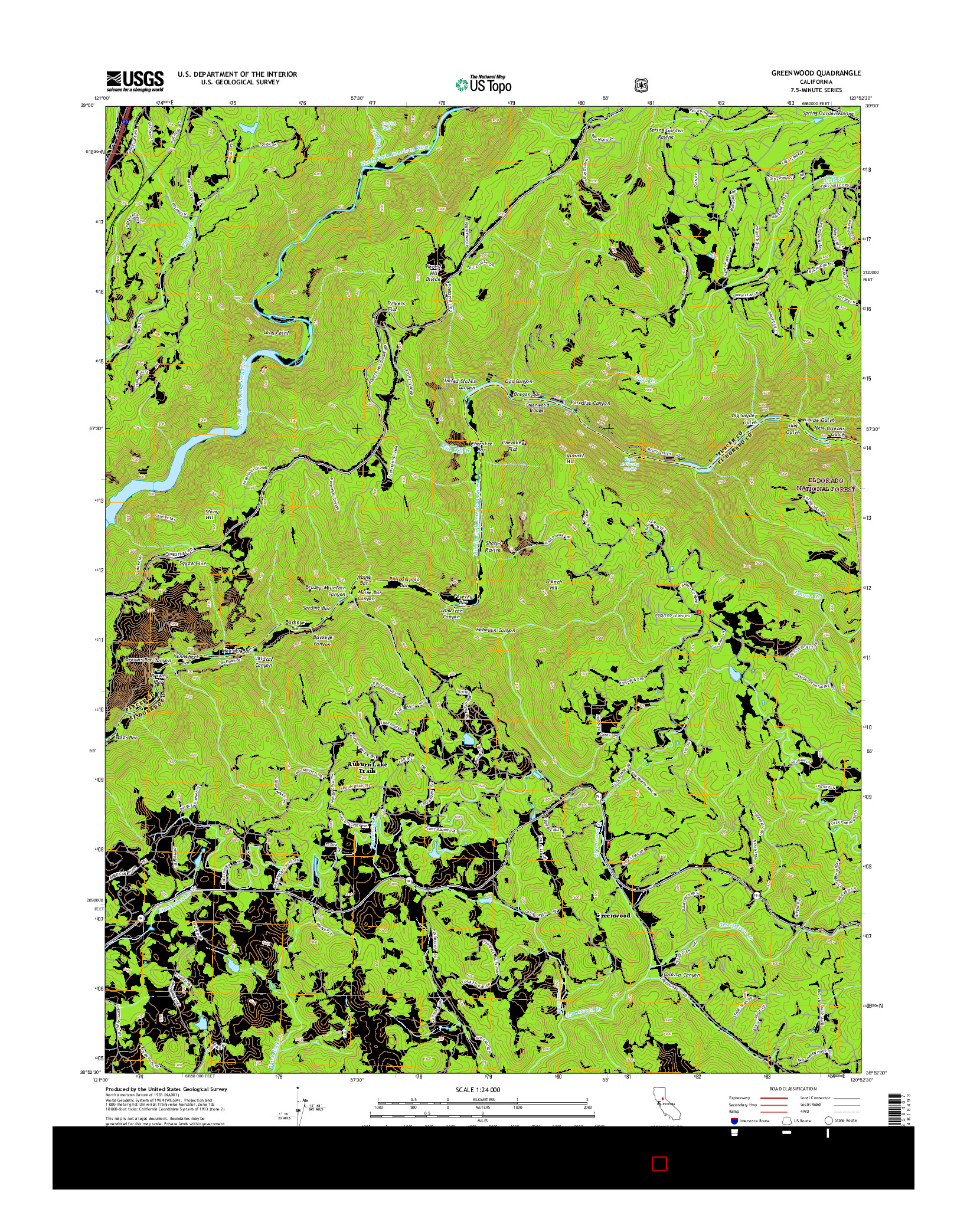 USGS US TOPO 7.5-MINUTE MAP FOR GREENWOOD, CA 2015