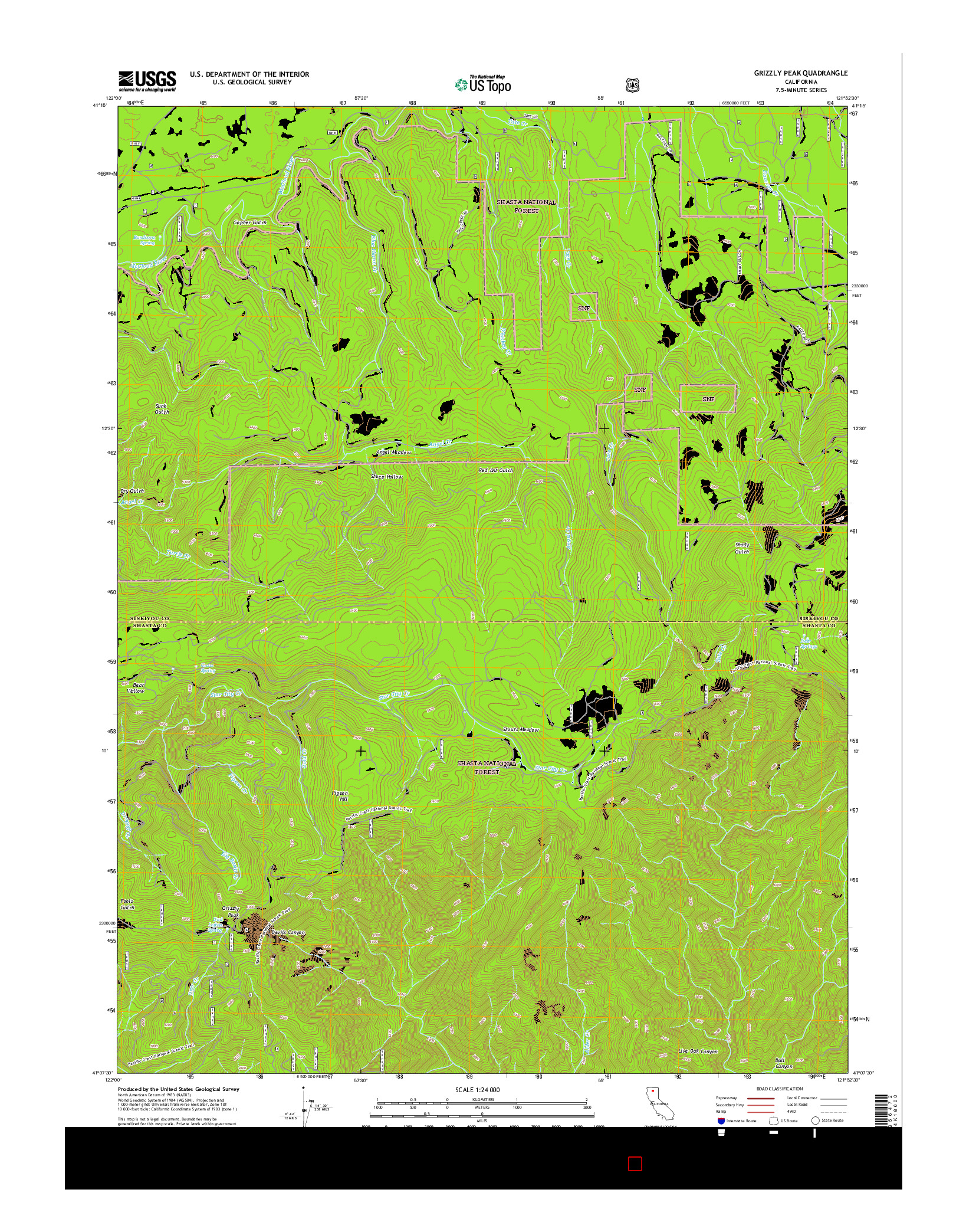 USGS US TOPO 7.5-MINUTE MAP FOR GRIZZLY PEAK, CA 2015