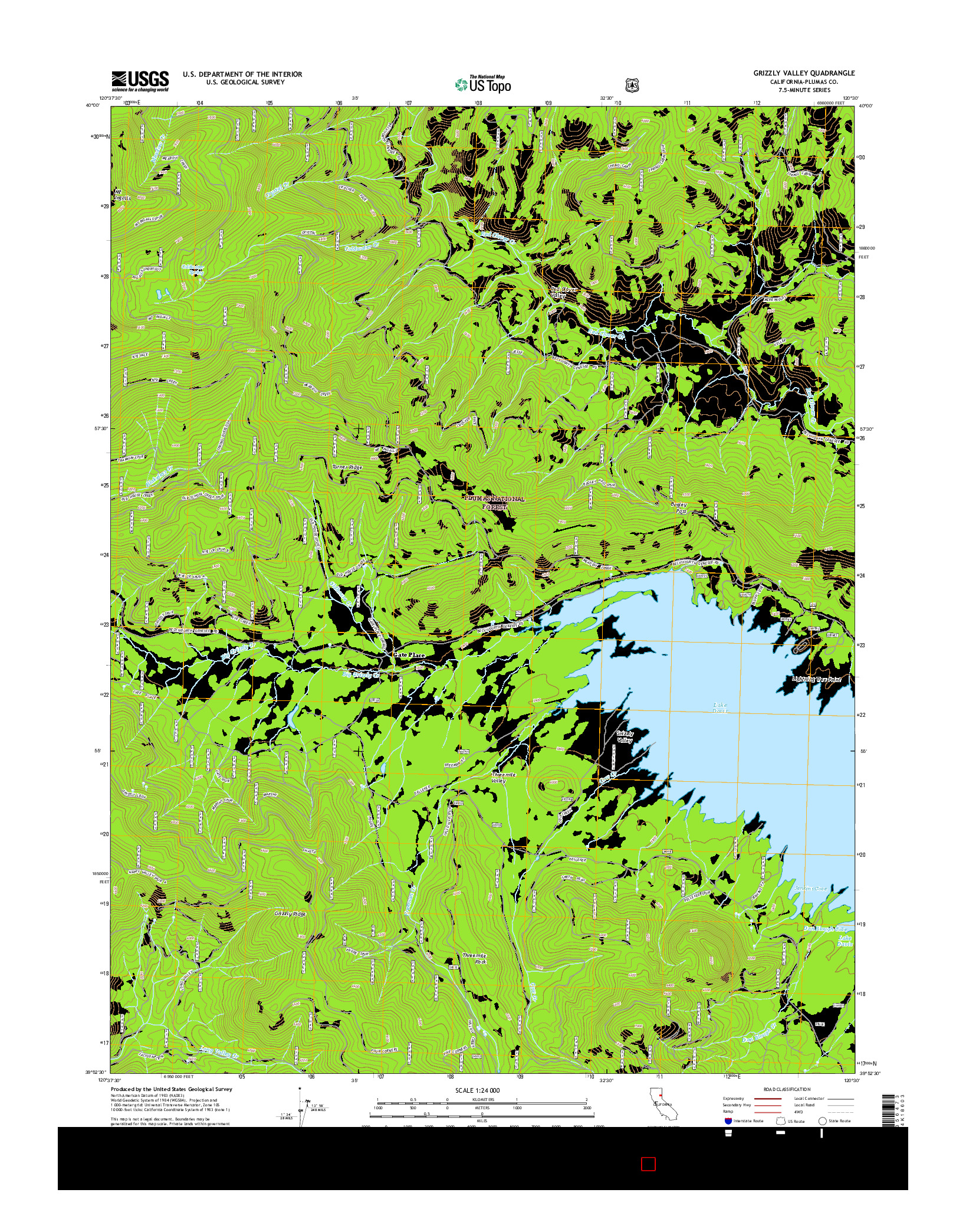 USGS US TOPO 7.5-MINUTE MAP FOR GRIZZLY VALLEY, CA 2015