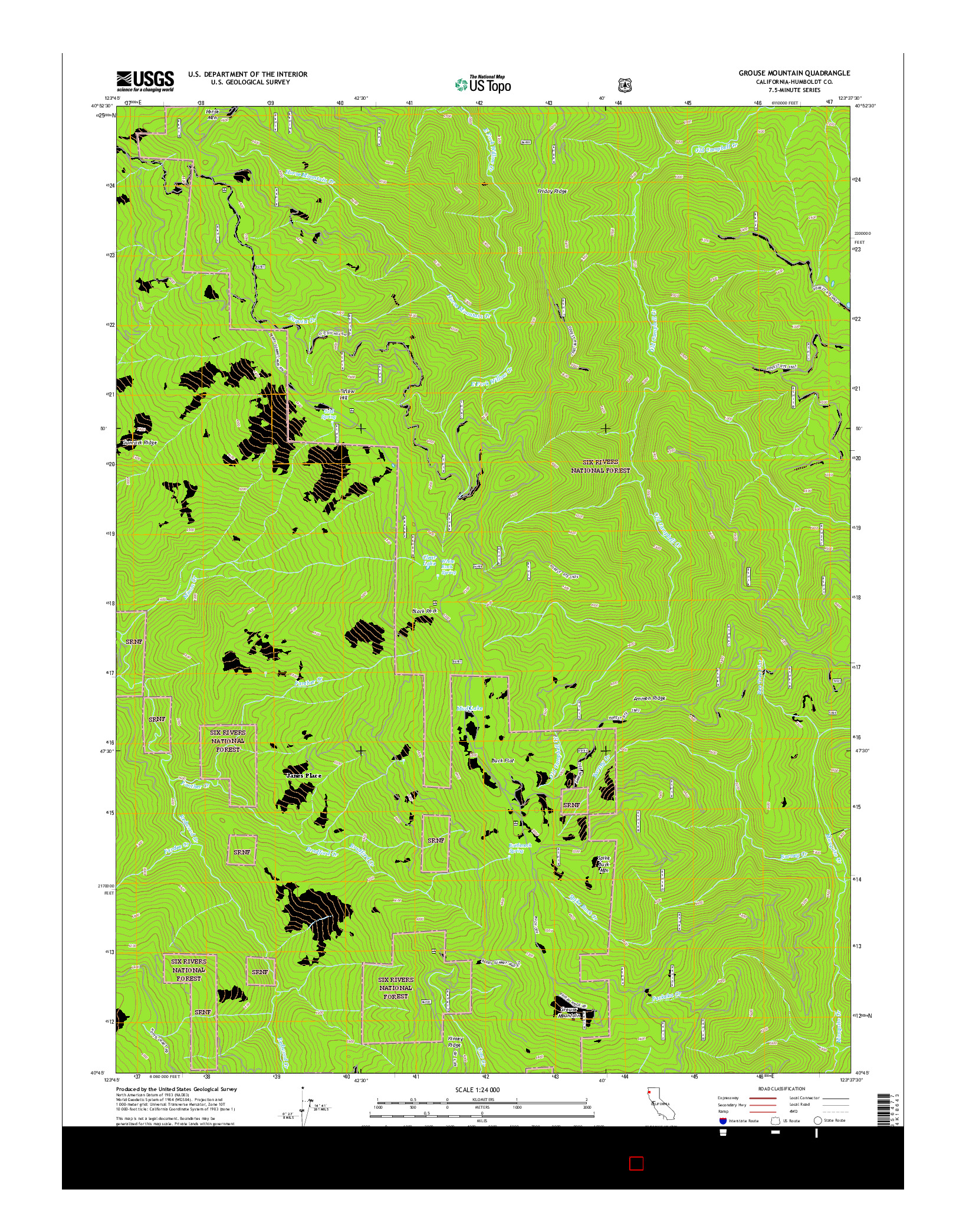 USGS US TOPO 7.5-MINUTE MAP FOR GROUSE MOUNTAIN, CA 2015