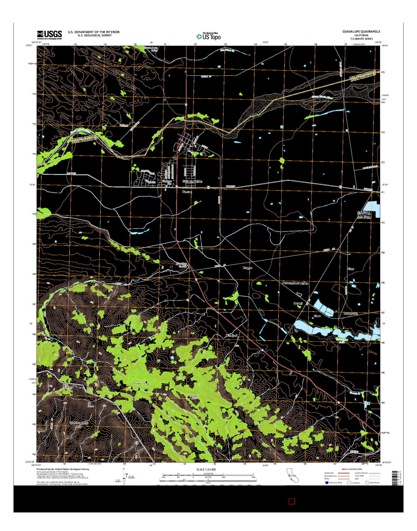 USGS US TOPO 7.5-MINUTE MAP FOR GUADALUPE, CA 2015