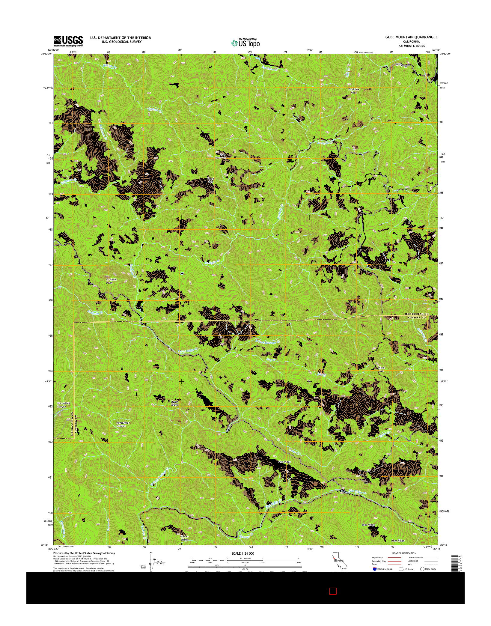 USGS US TOPO 7.5-MINUTE MAP FOR GUBE MOUNTAIN, CA 2015