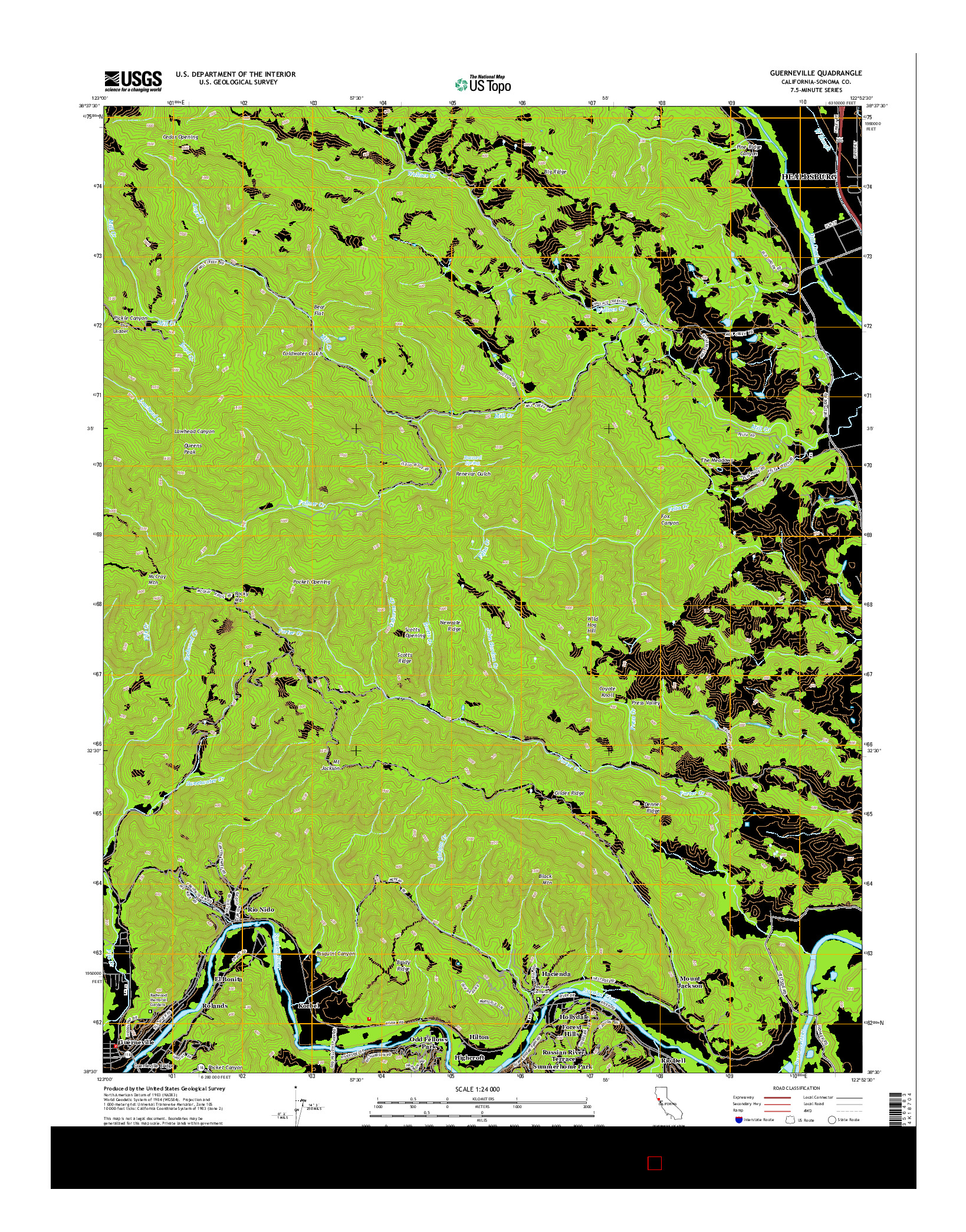 USGS US TOPO 7.5-MINUTE MAP FOR GUERNEVILLE, CA 2015