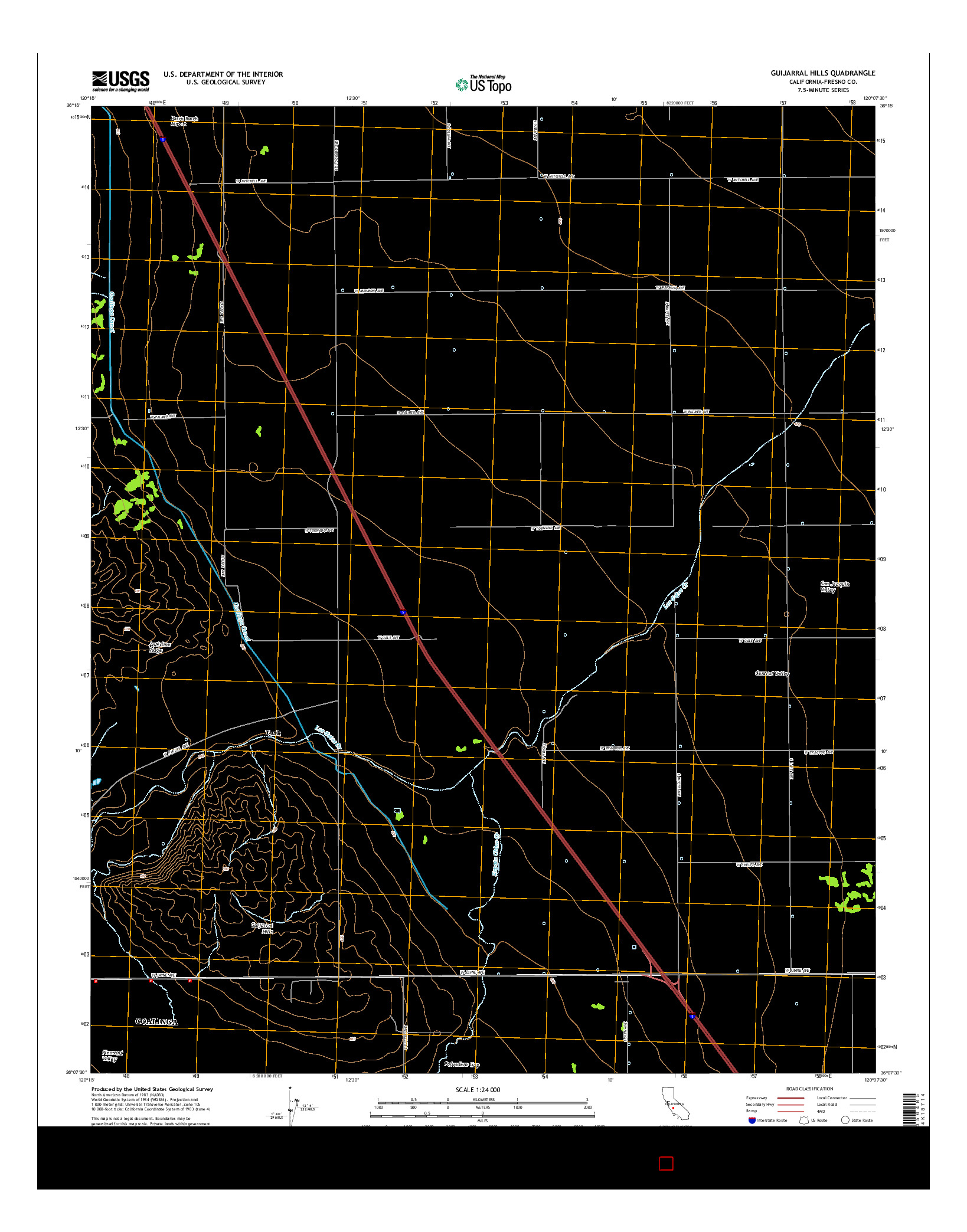 USGS US TOPO 7.5-MINUTE MAP FOR GUIJARRAL HILLS, CA 2015