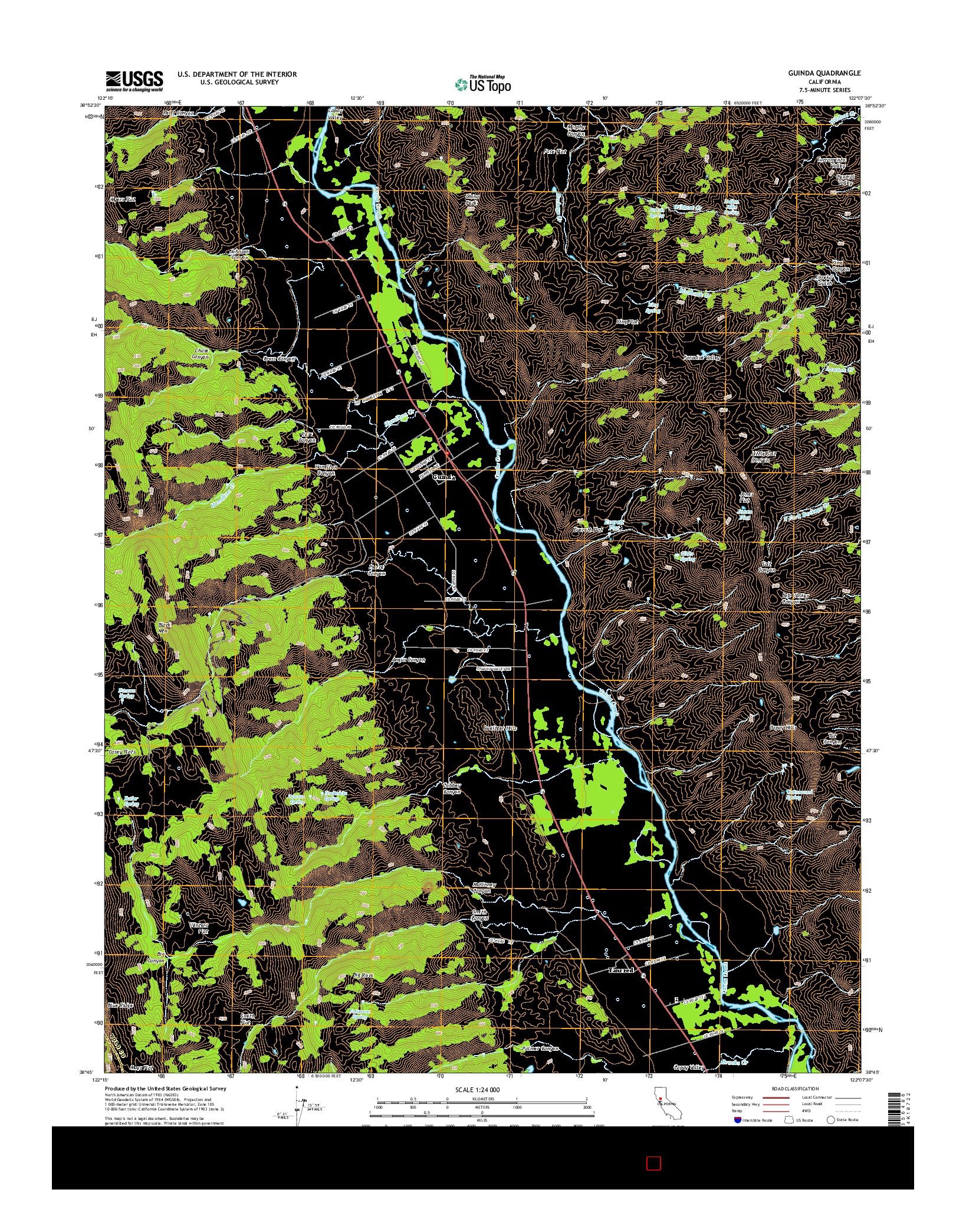 USGS US TOPO 7.5-MINUTE MAP FOR GUINDA, CA 2015