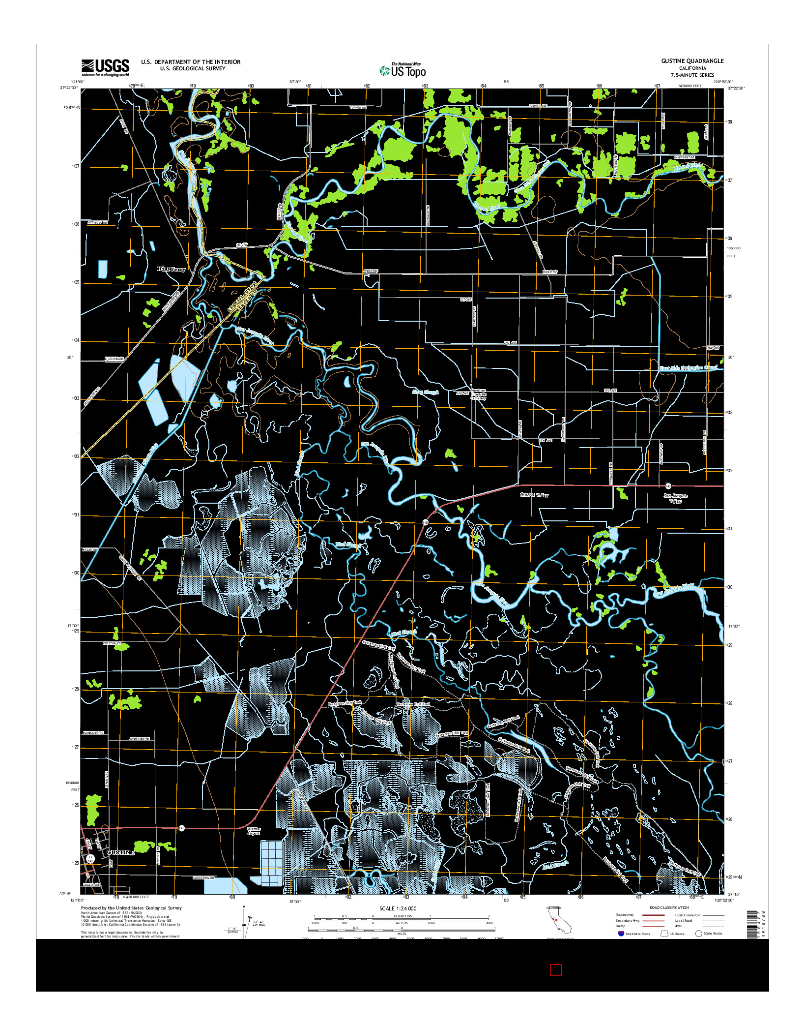 USGS US TOPO 7.5-MINUTE MAP FOR GUSTINE, CA 2015