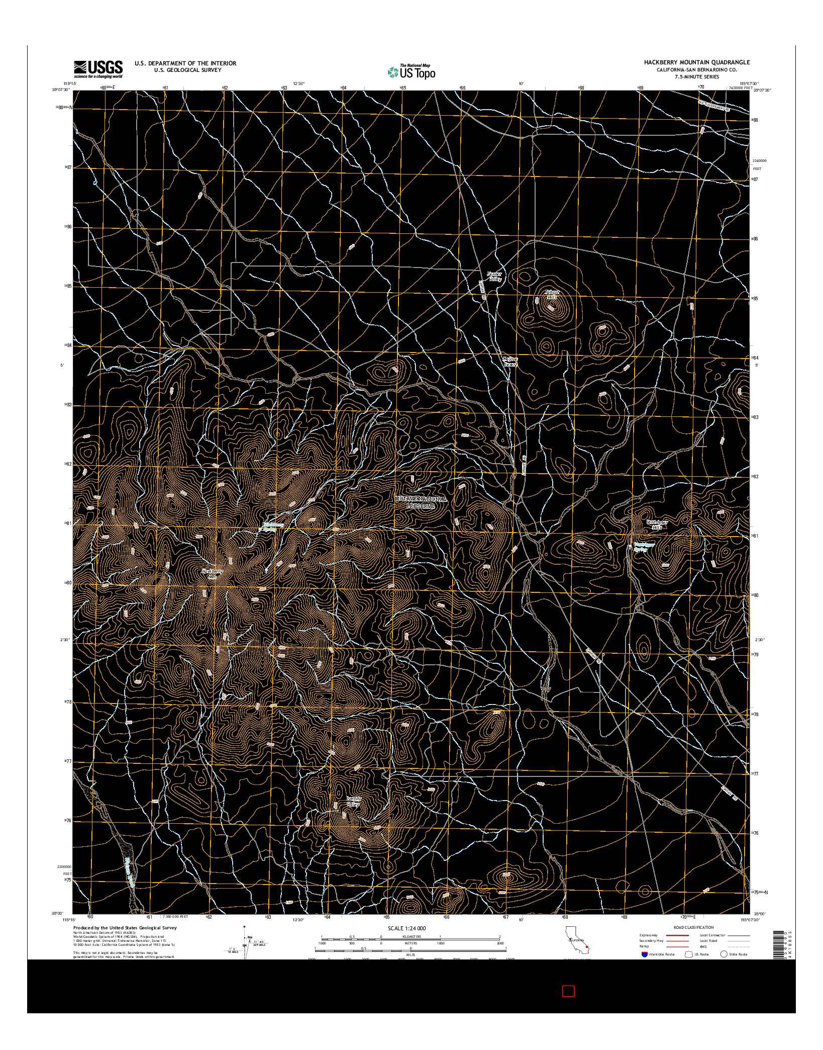 USGS US TOPO 7.5-MINUTE MAP FOR HACKBERRY MOUNTAIN, CA 2015