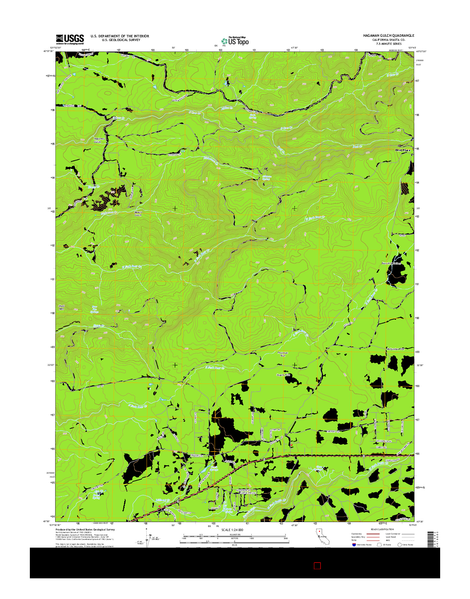 USGS US TOPO 7.5-MINUTE MAP FOR HAGAMAN GULCH, CA 2015