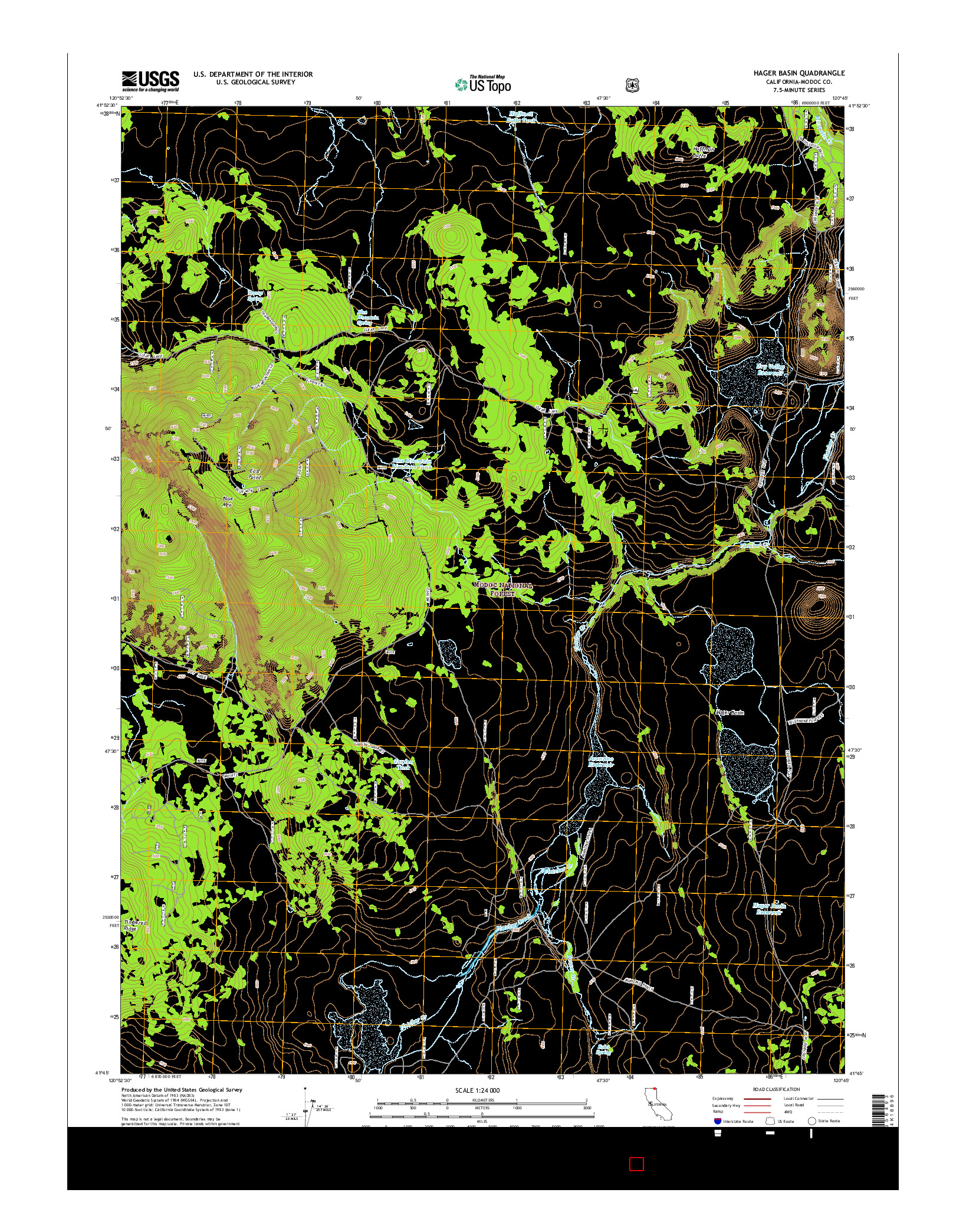 USGS US TOPO 7.5-MINUTE MAP FOR HAGER BASIN, CA 2015