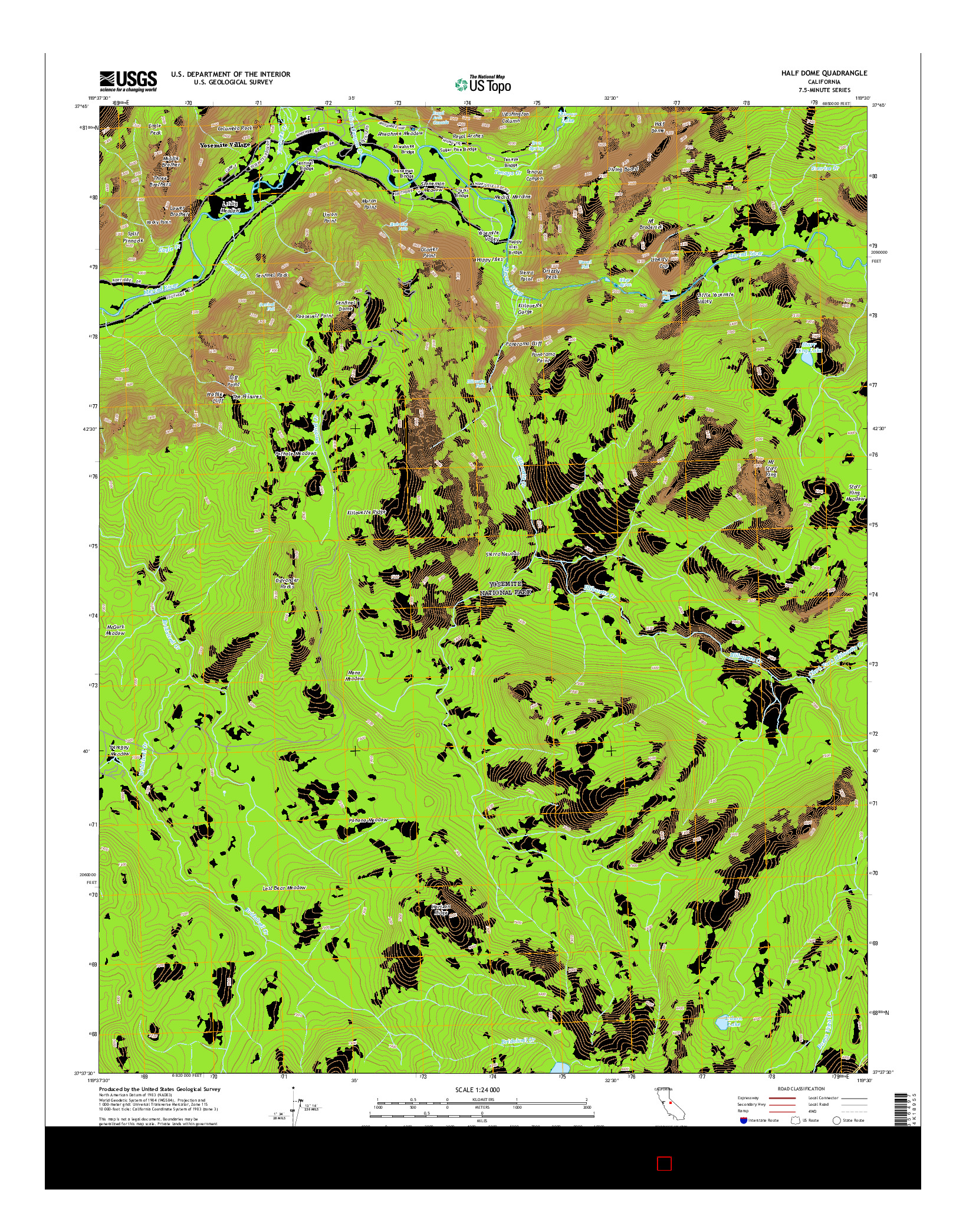 USGS US TOPO 7.5-MINUTE MAP FOR HALF DOME, CA 2015