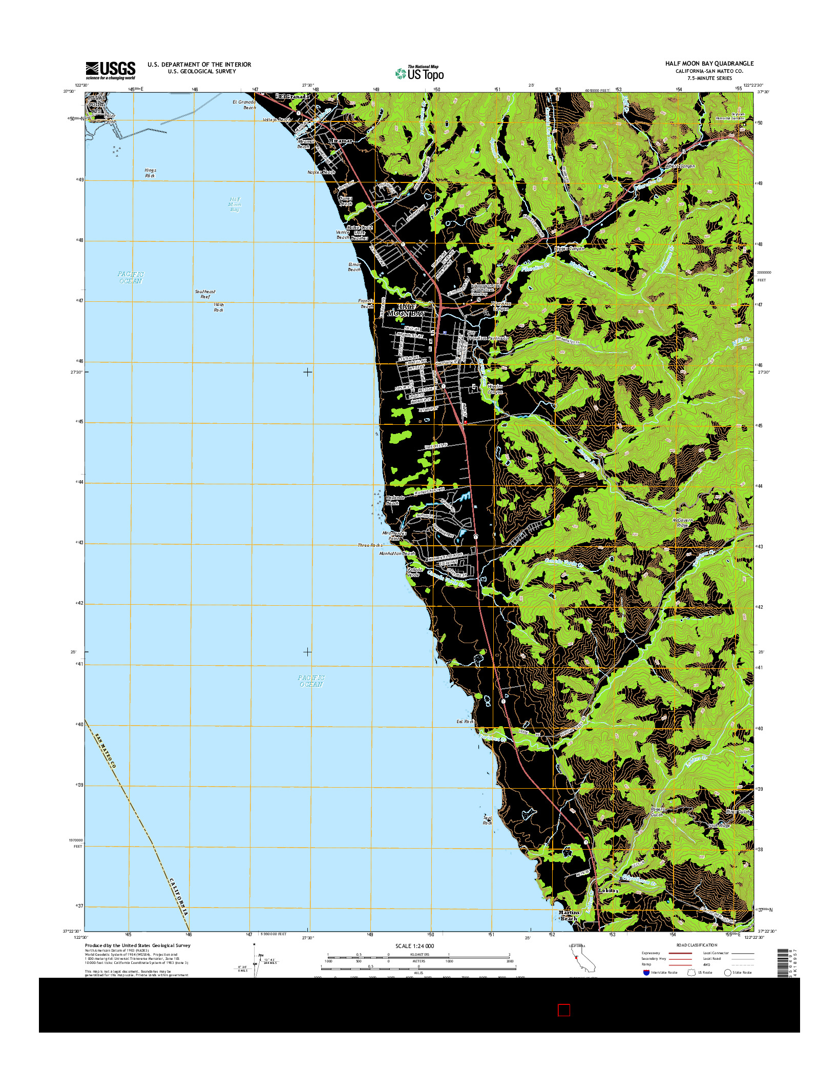 USGS US TOPO 7.5-MINUTE MAP FOR HALF MOON BAY, CA 2015