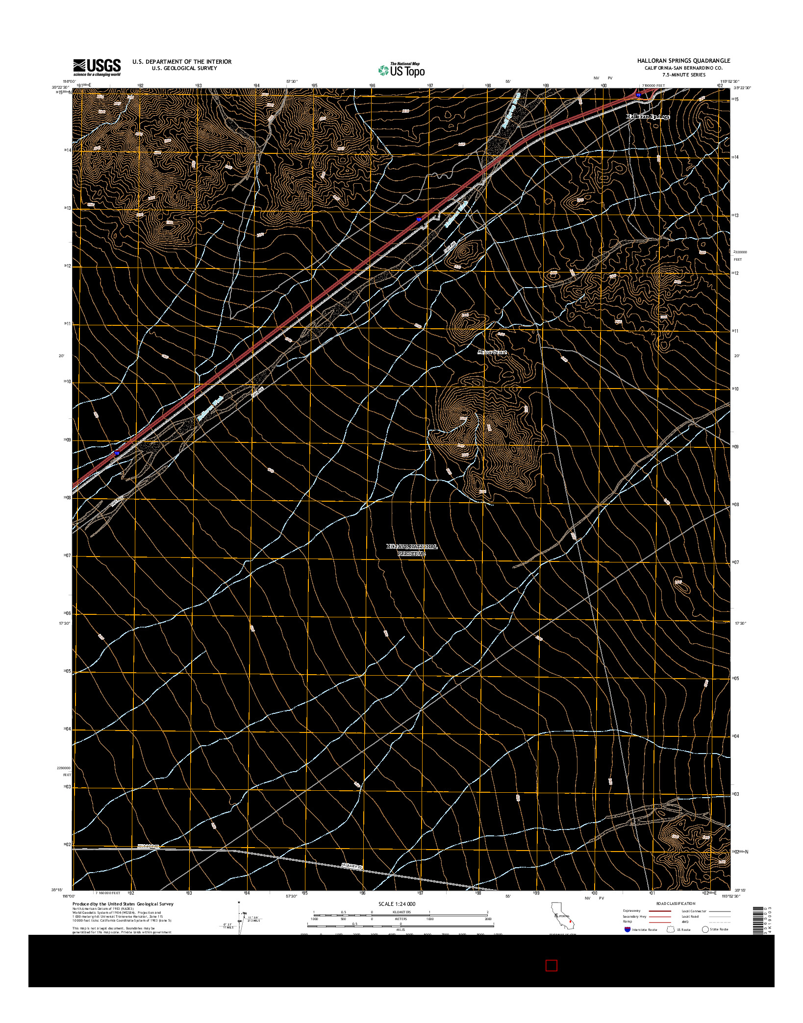 USGS US TOPO 7.5-MINUTE MAP FOR HALLORAN SPRINGS, CA 2015