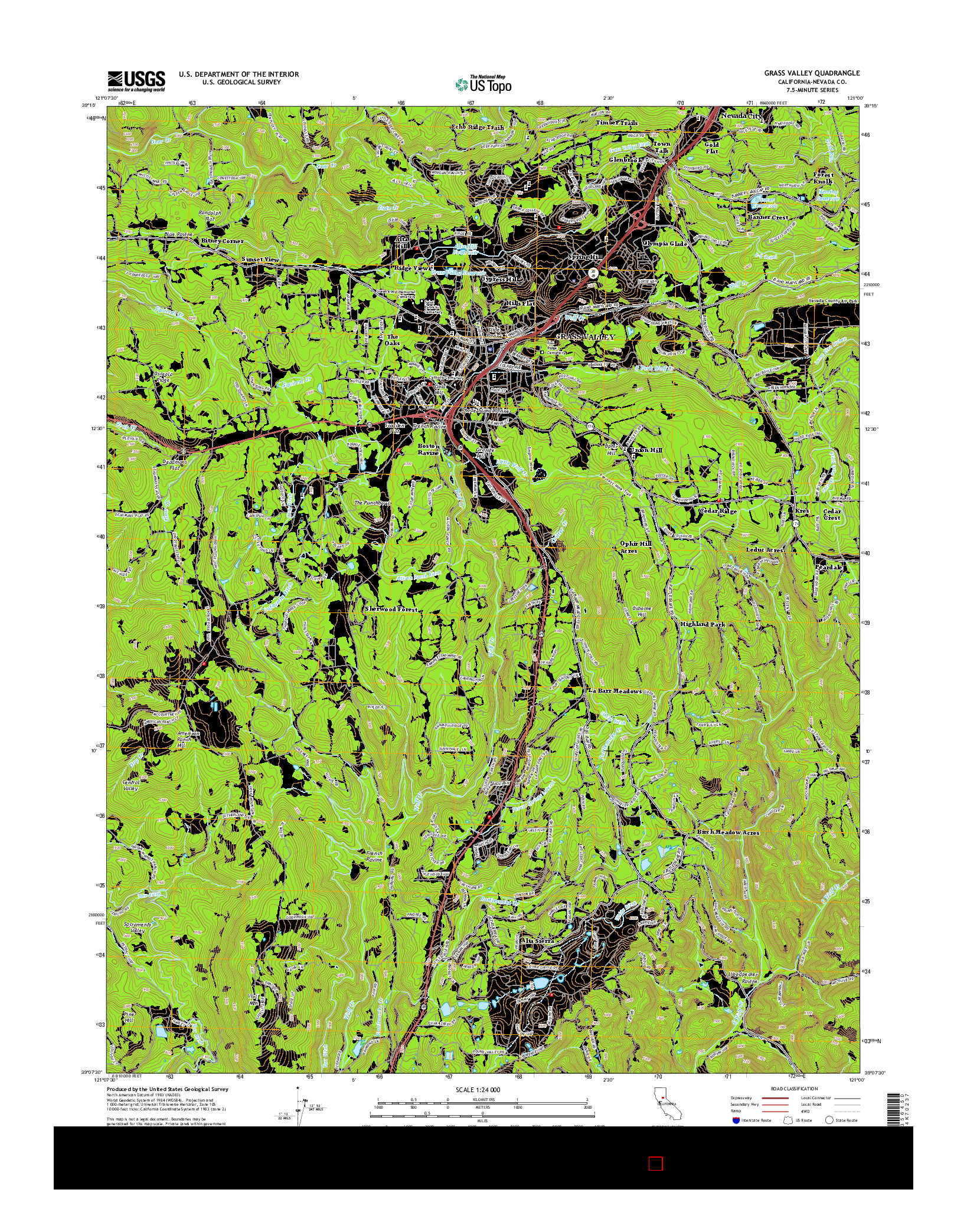 USGS US TOPO 7.5-MINUTE MAP FOR GRASS VALLEY, CA 2015