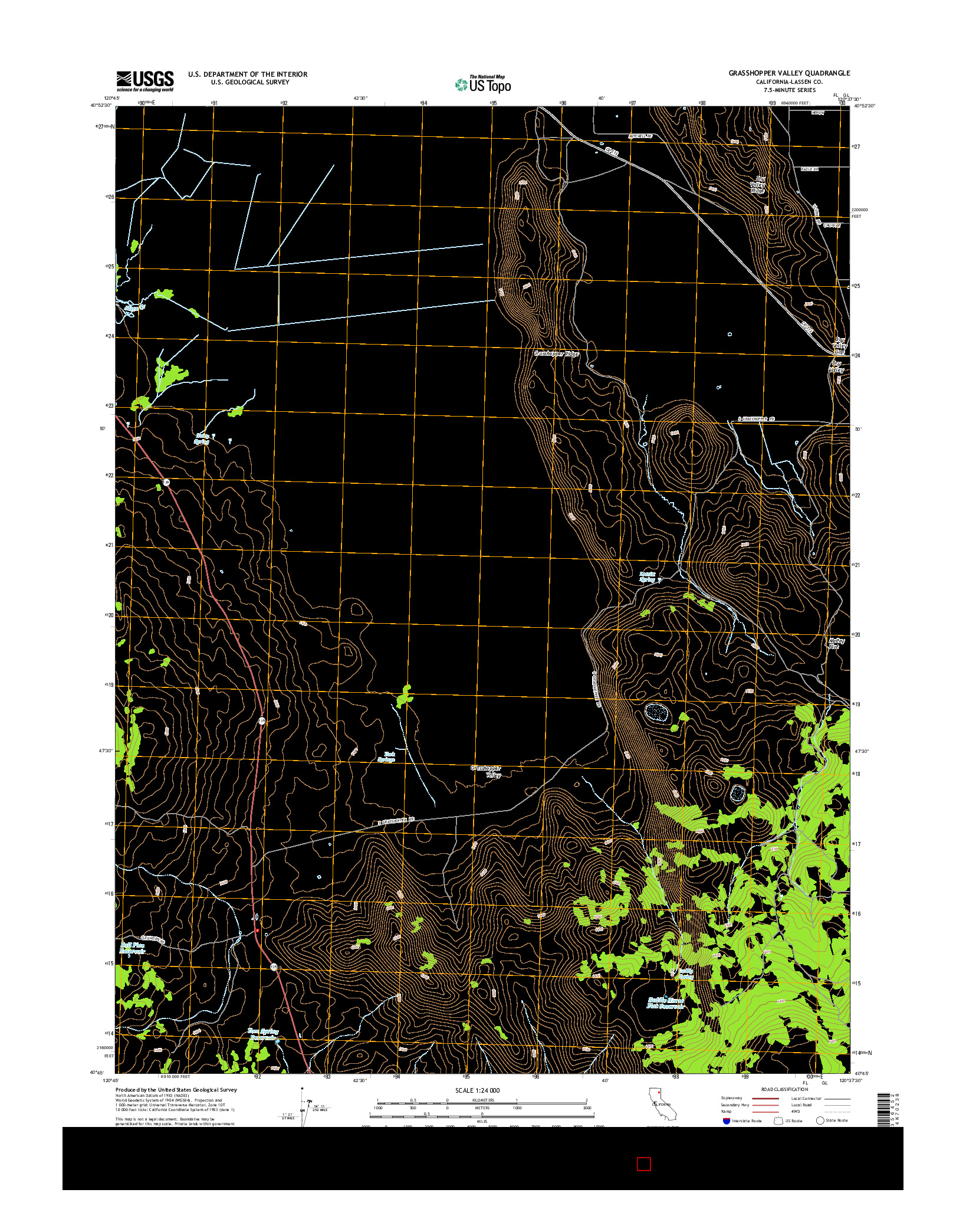 USGS US TOPO 7.5-MINUTE MAP FOR GRASSHOPPER VALLEY, CA 2015