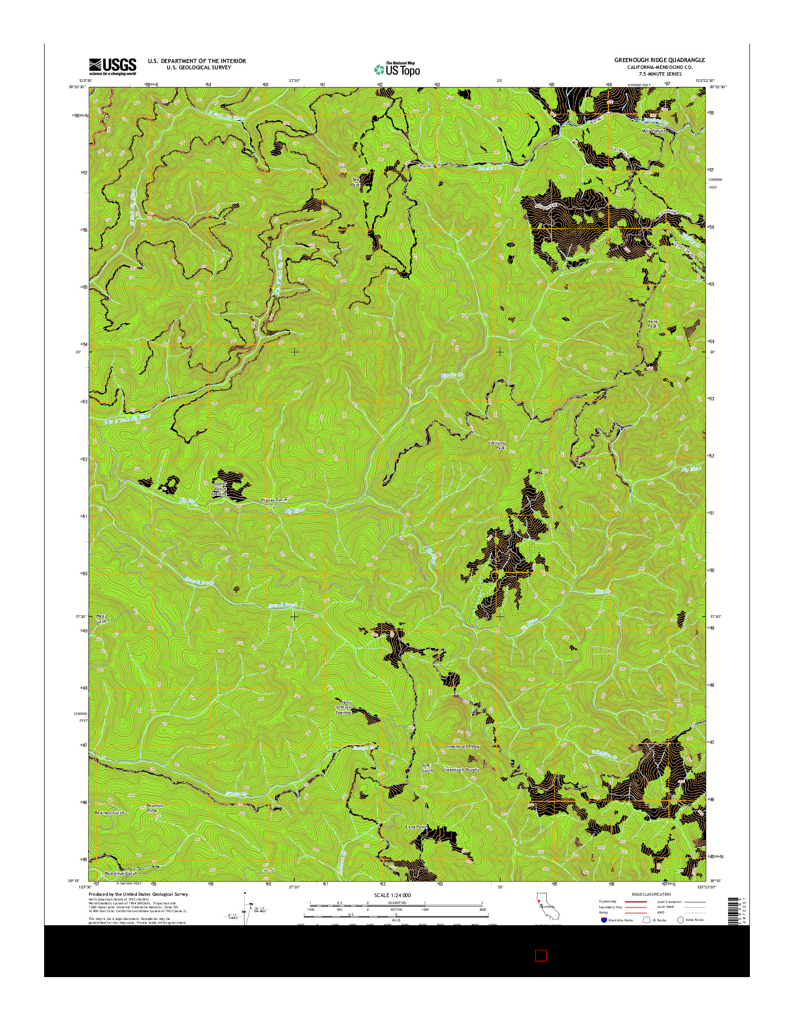 USGS US TOPO 7.5-MINUTE MAP FOR GREENOUGH RIDGE, CA 2015