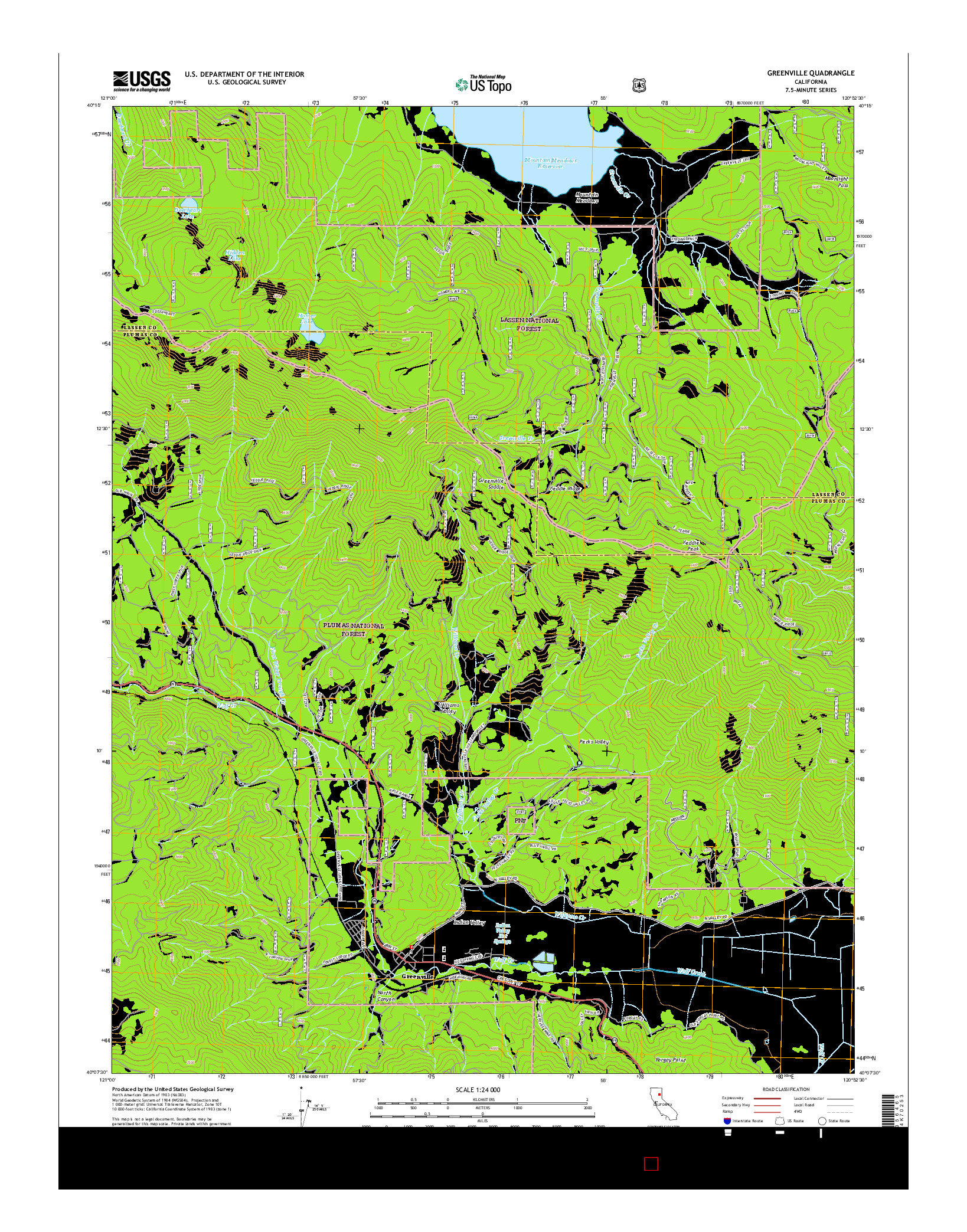 USGS US TOPO 7.5-MINUTE MAP FOR GREENVILLE, CA 2015