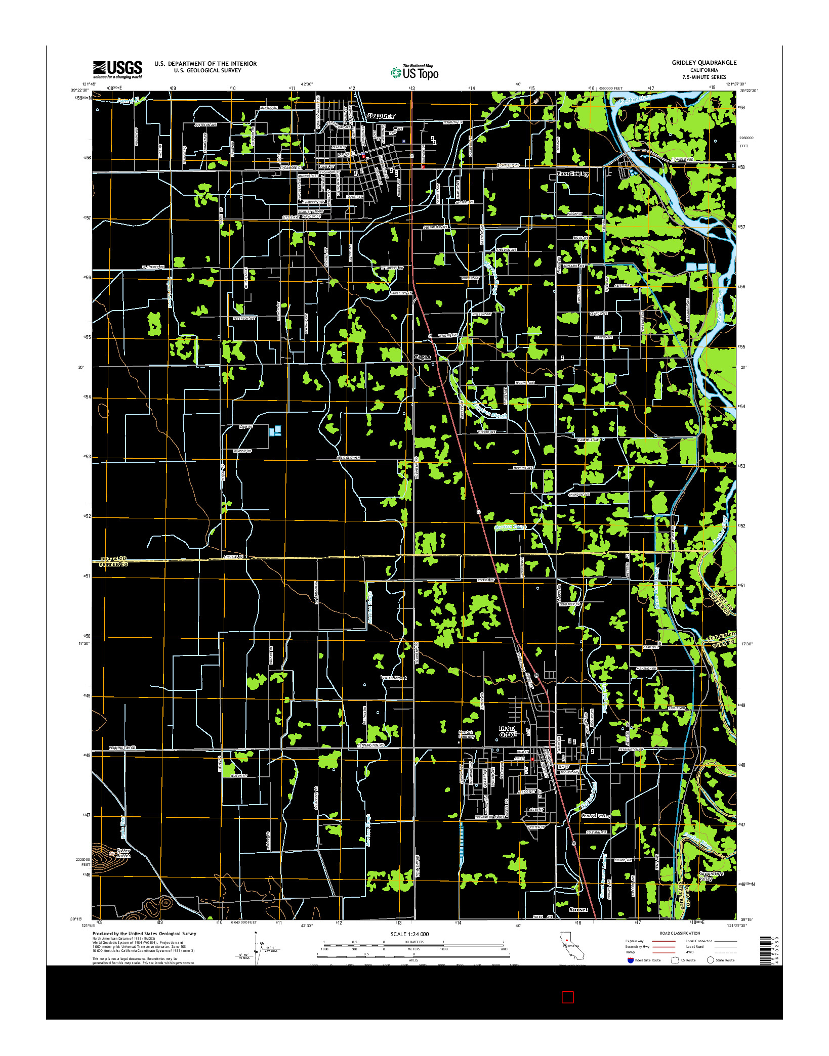 USGS US TOPO 7.5-MINUTE MAP FOR GRIDLEY, CA 2015