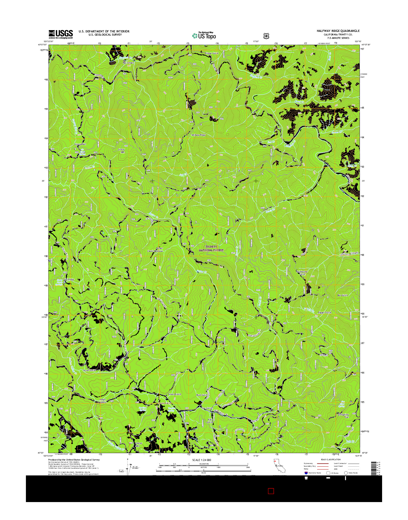 USGS US TOPO 7.5-MINUTE MAP FOR HALFWAY RIDGE, CA 2015