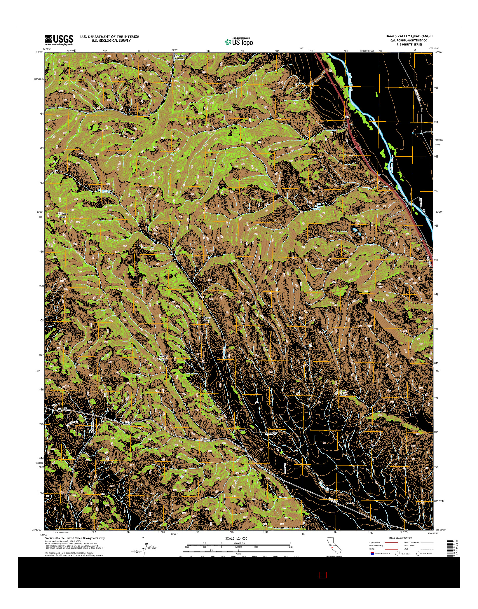 USGS US TOPO 7.5-MINUTE MAP FOR HAMES VALLEY, CA 2015