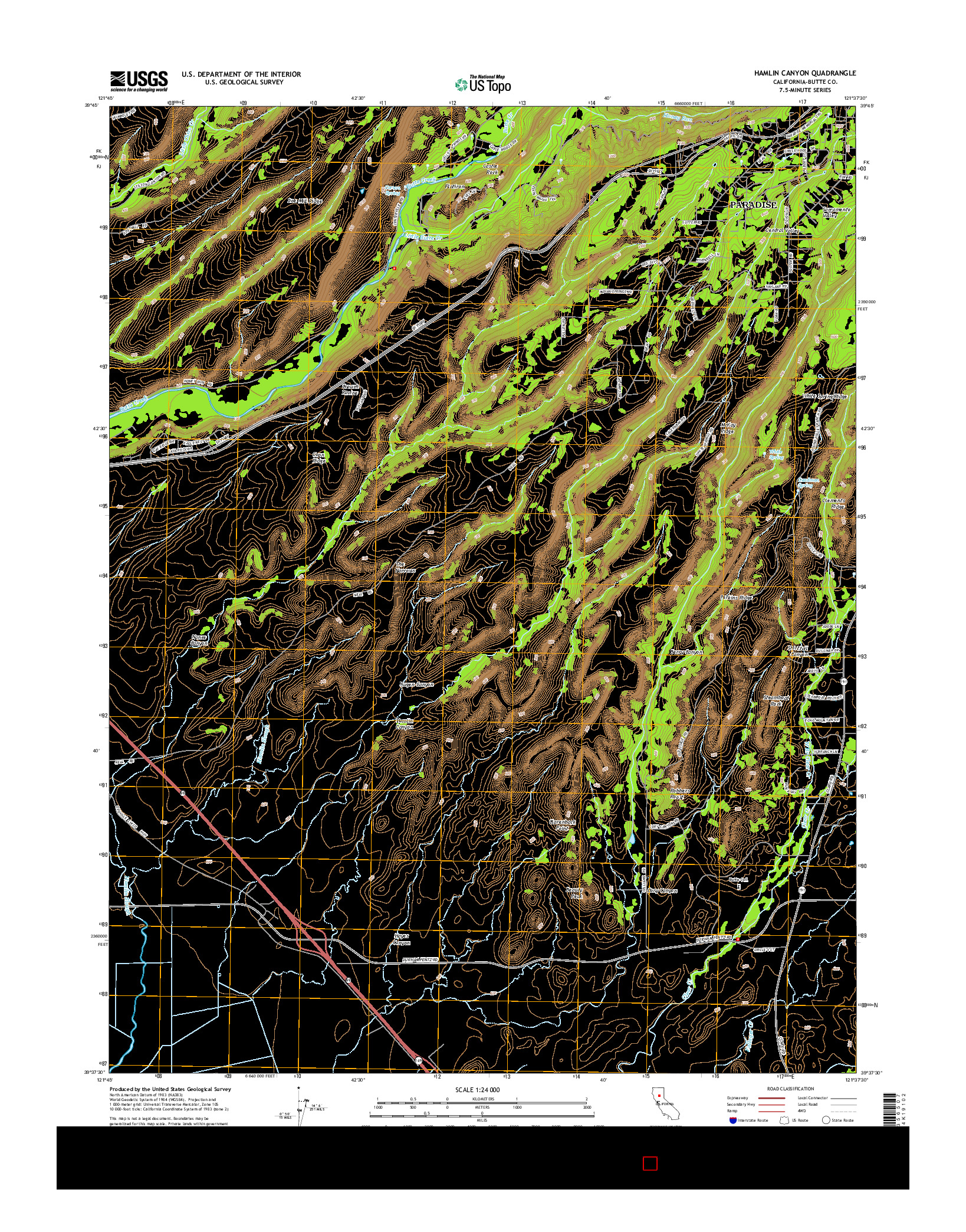 USGS US TOPO 7.5-MINUTE MAP FOR HAMLIN CANYON, CA 2015