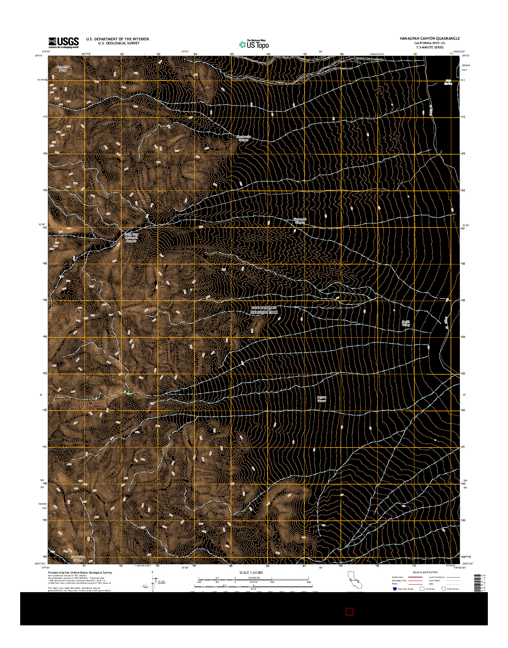 USGS US TOPO 7.5-MINUTE MAP FOR HANAUPAH CANYON, CA 2015