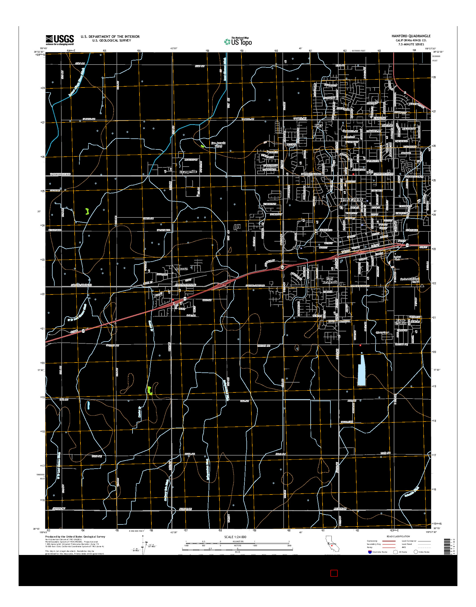 USGS US TOPO 7.5-MINUTE MAP FOR HANFORD, CA 2015