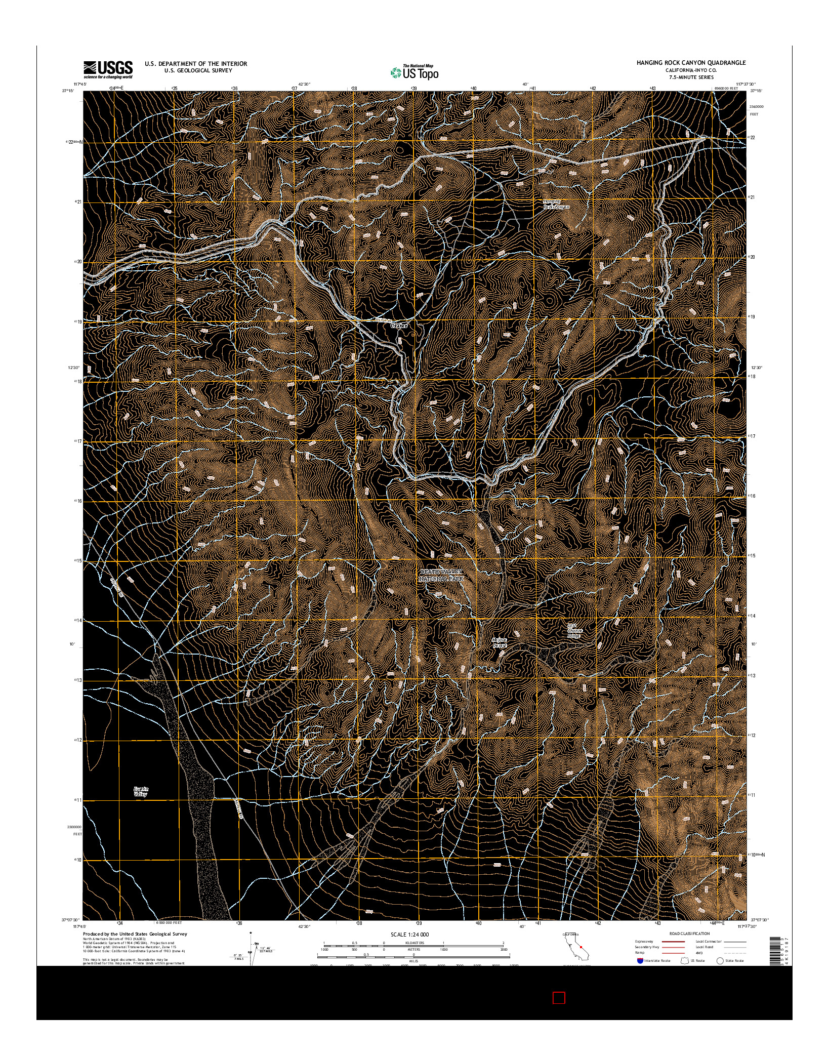 USGS US TOPO 7.5-MINUTE MAP FOR HANGING ROCK CANYON, CA 2015