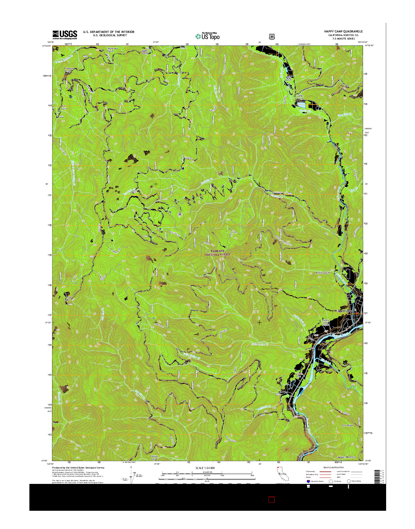 USGS US TOPO 7.5-MINUTE MAP FOR HAPPY CAMP, CA 2015