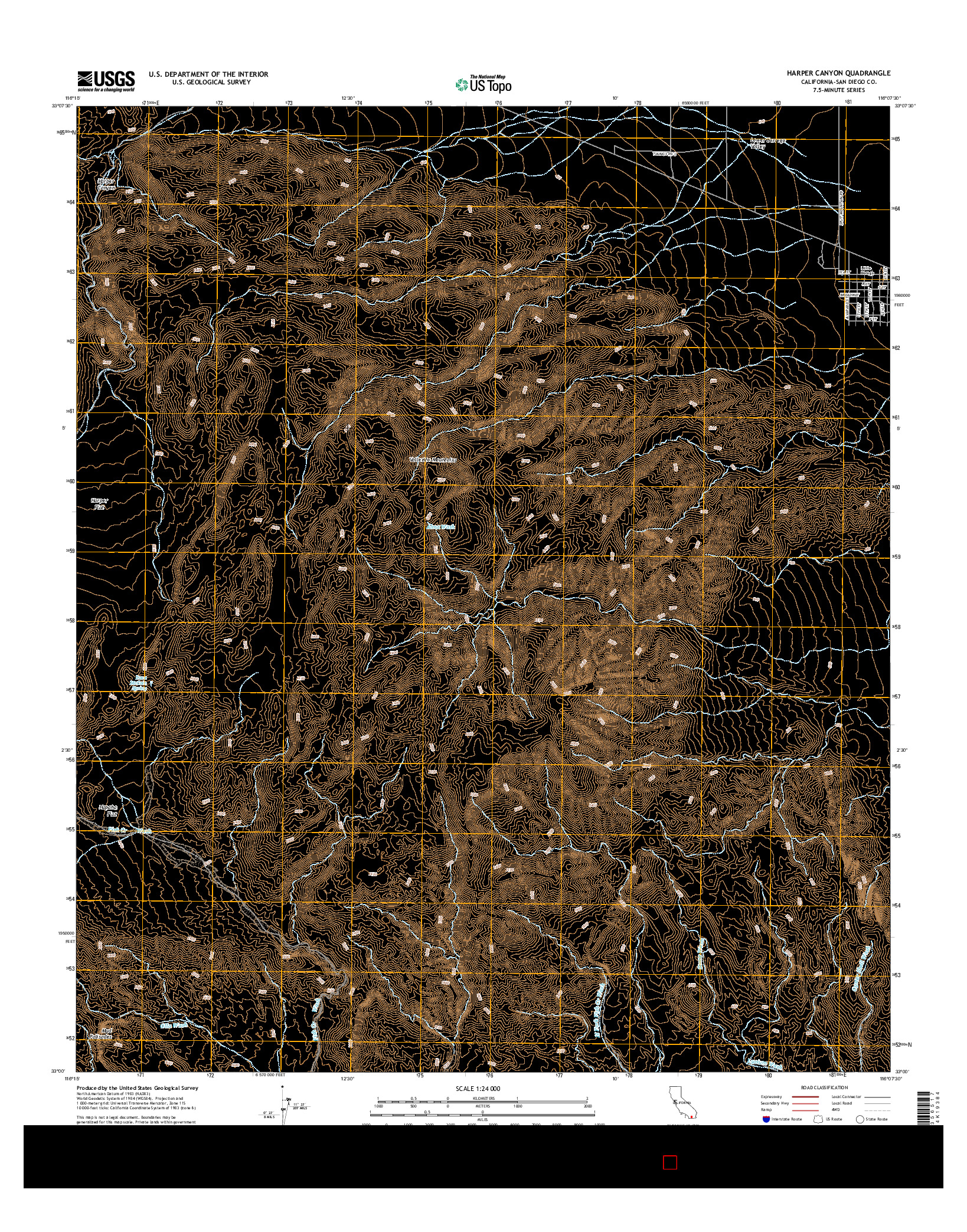 USGS US TOPO 7.5-MINUTE MAP FOR HARPER CANYON, CA 2015