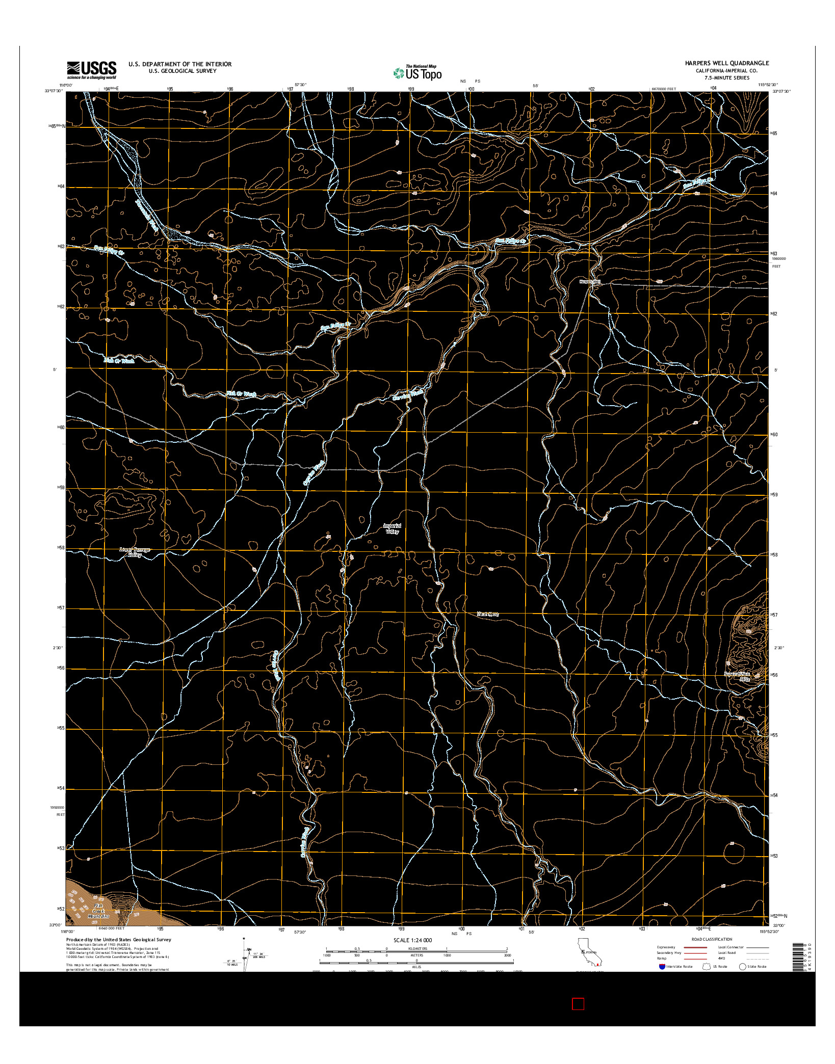 USGS US TOPO 7.5-MINUTE MAP FOR HARPERS WELL, CA 2015