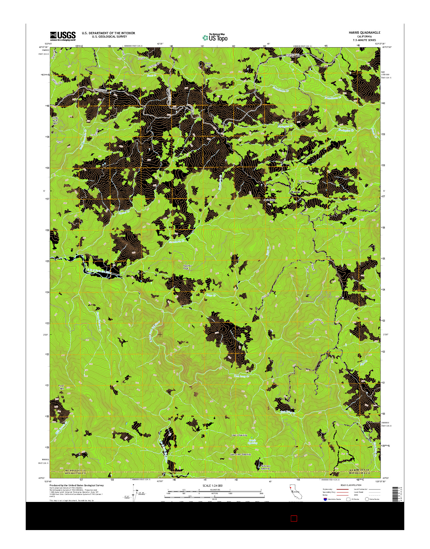 USGS US TOPO 7.5-MINUTE MAP FOR HARRIS, CA 2015