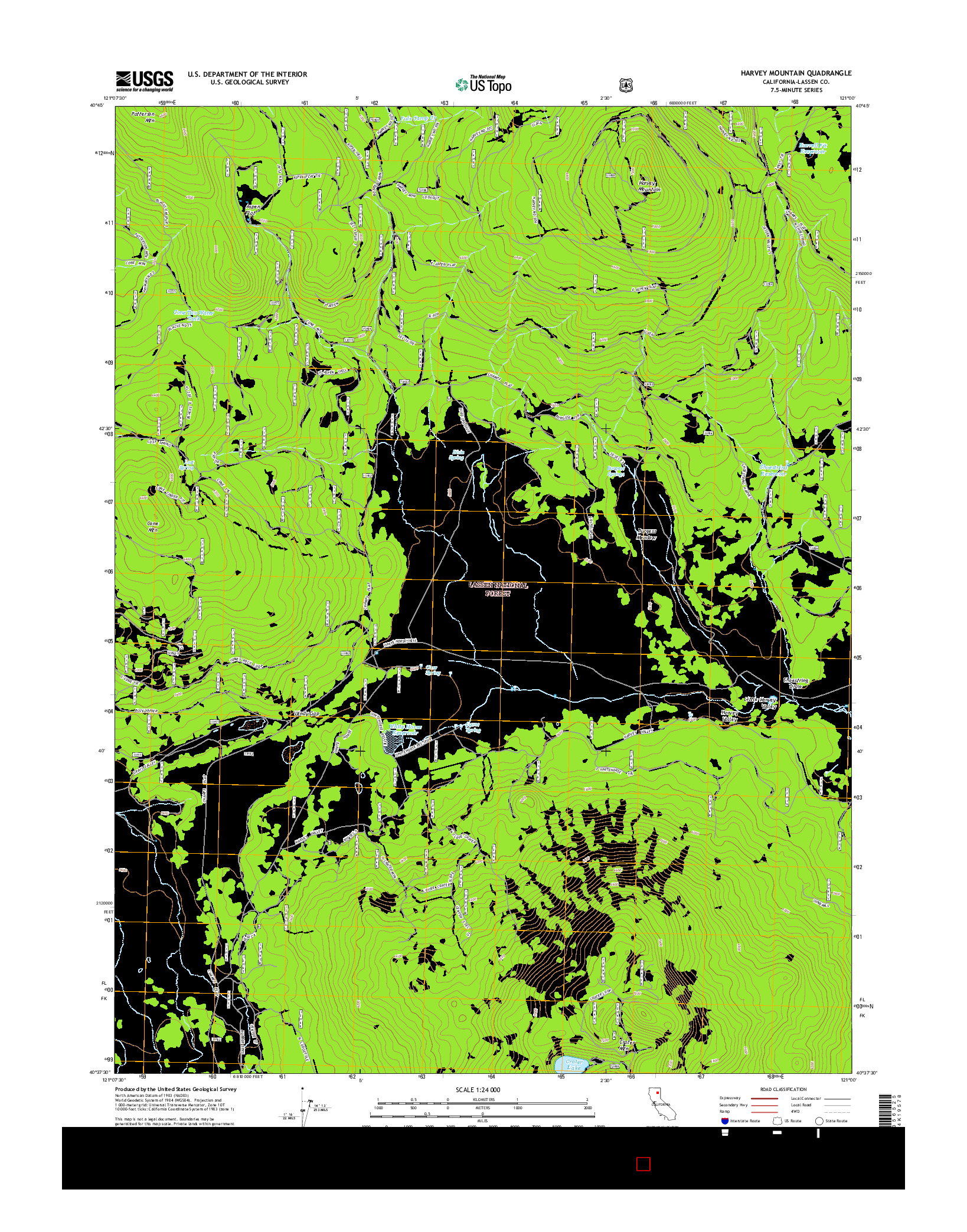 USGS US TOPO 7.5-MINUTE MAP FOR HARVEY MOUNTAIN, CA 2015