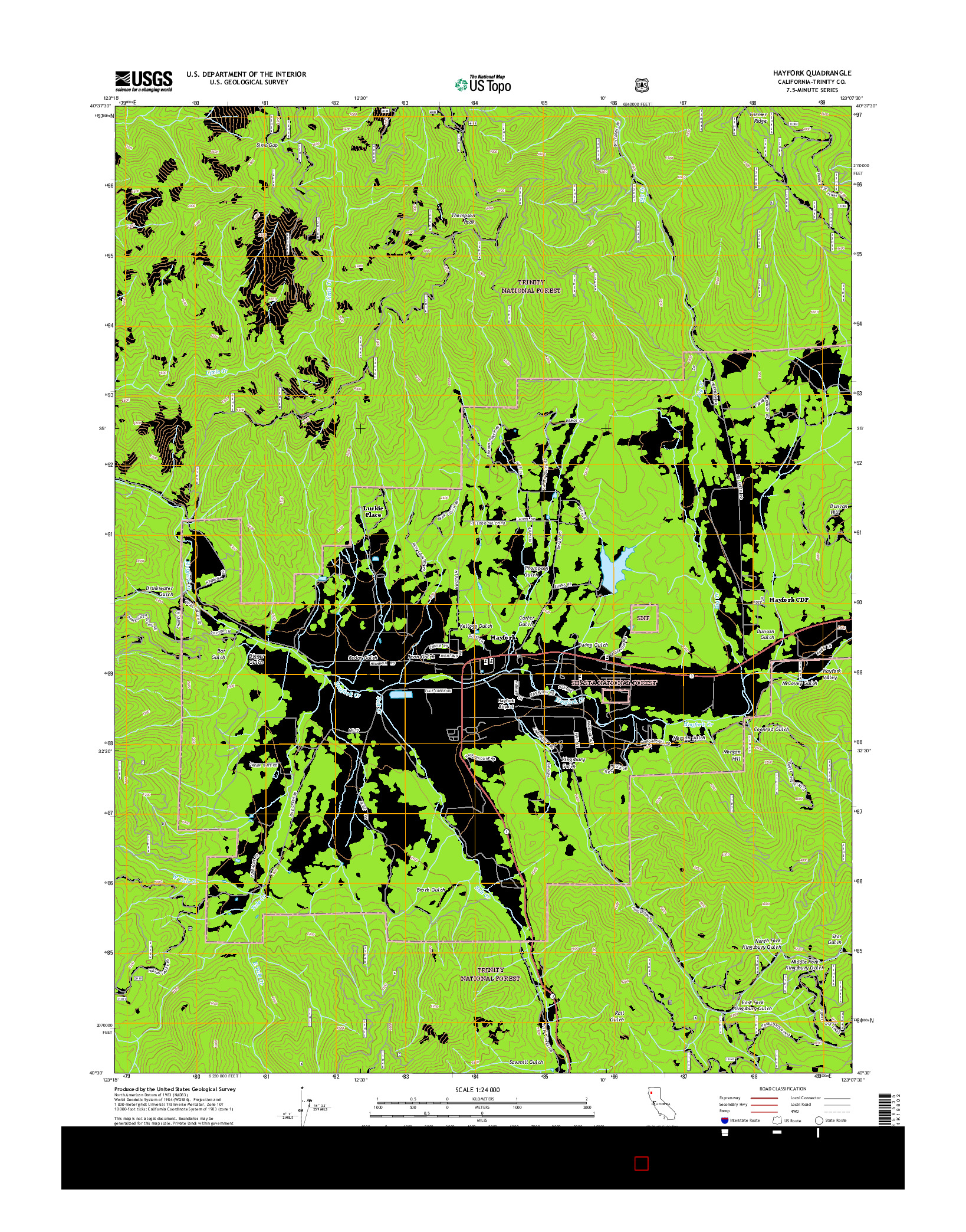 USGS US TOPO 7.5-MINUTE MAP FOR HAYFORK, CA 2015