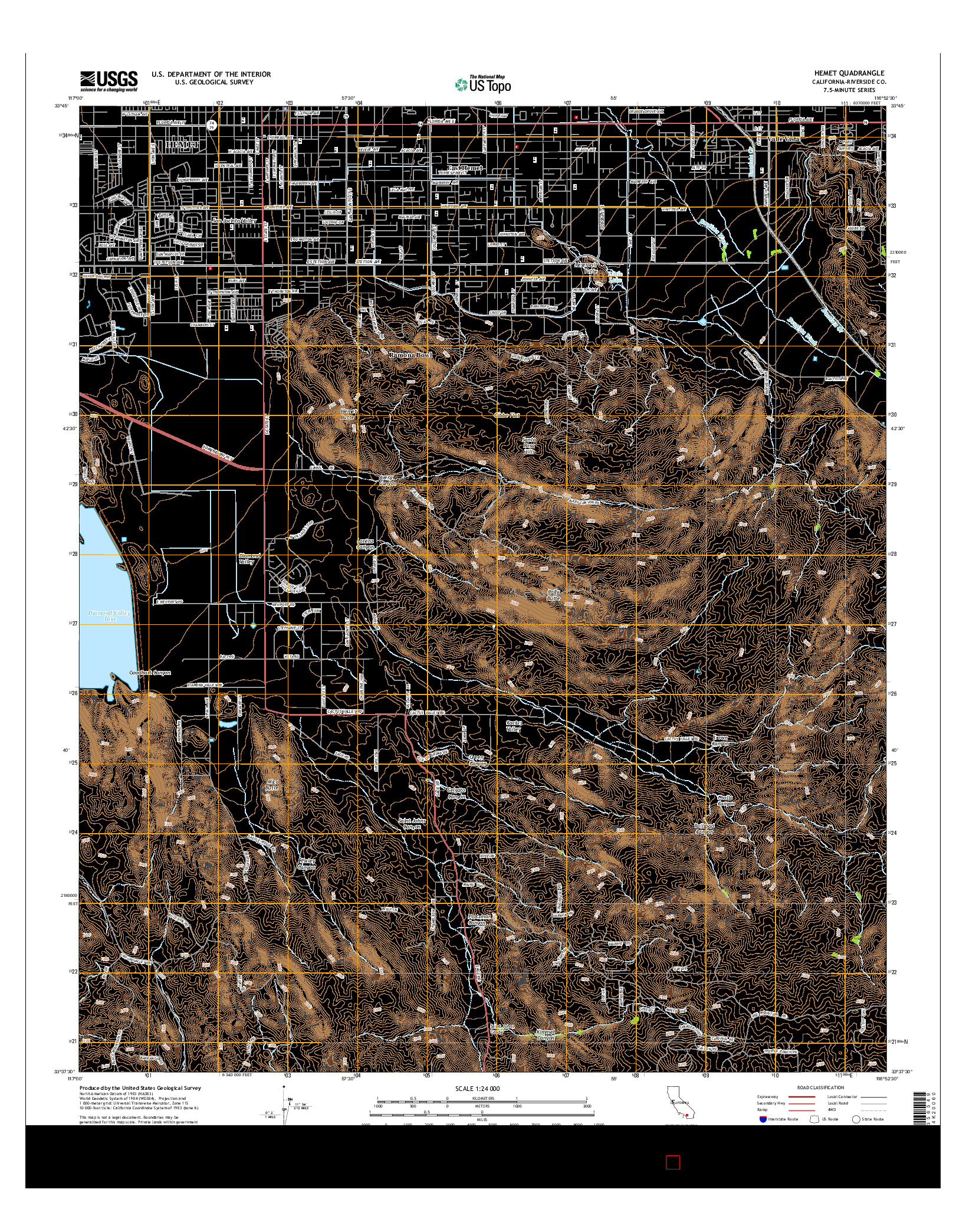 USGS US TOPO 7.5-MINUTE MAP FOR HEMET, CA 2015