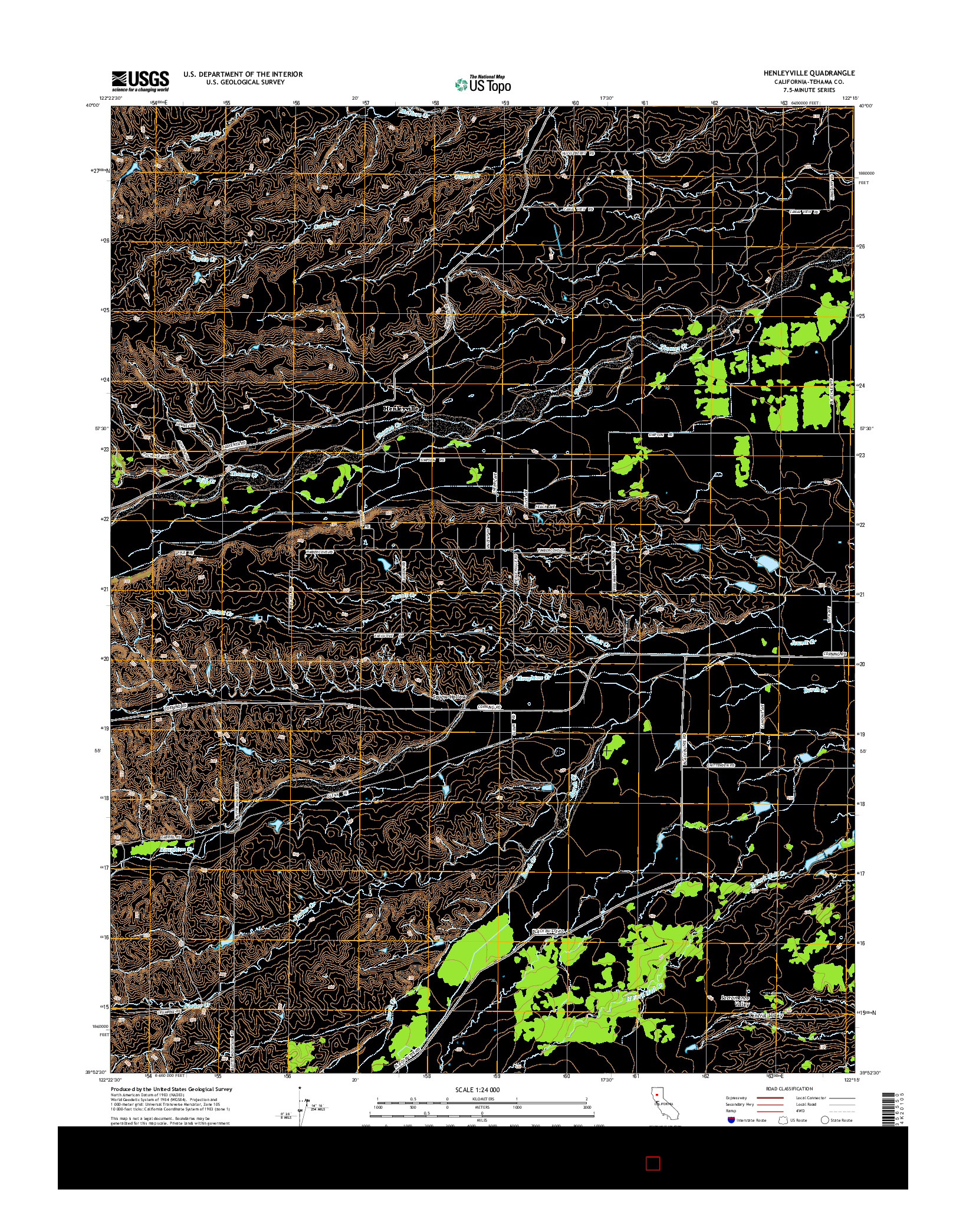 USGS US TOPO 7.5-MINUTE MAP FOR HENLEYVILLE, CA 2015