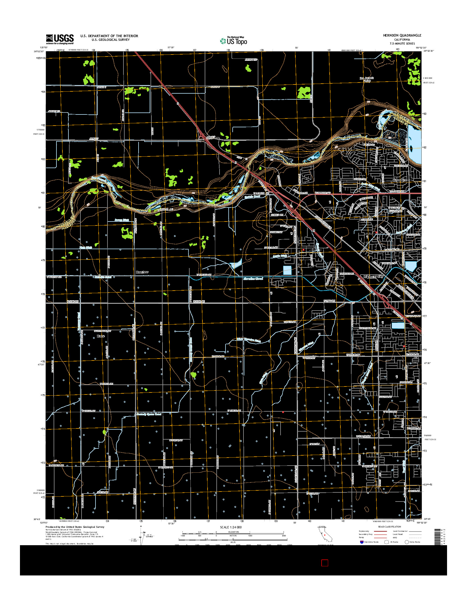 USGS US TOPO 7.5-MINUTE MAP FOR HERNDON, CA 2015