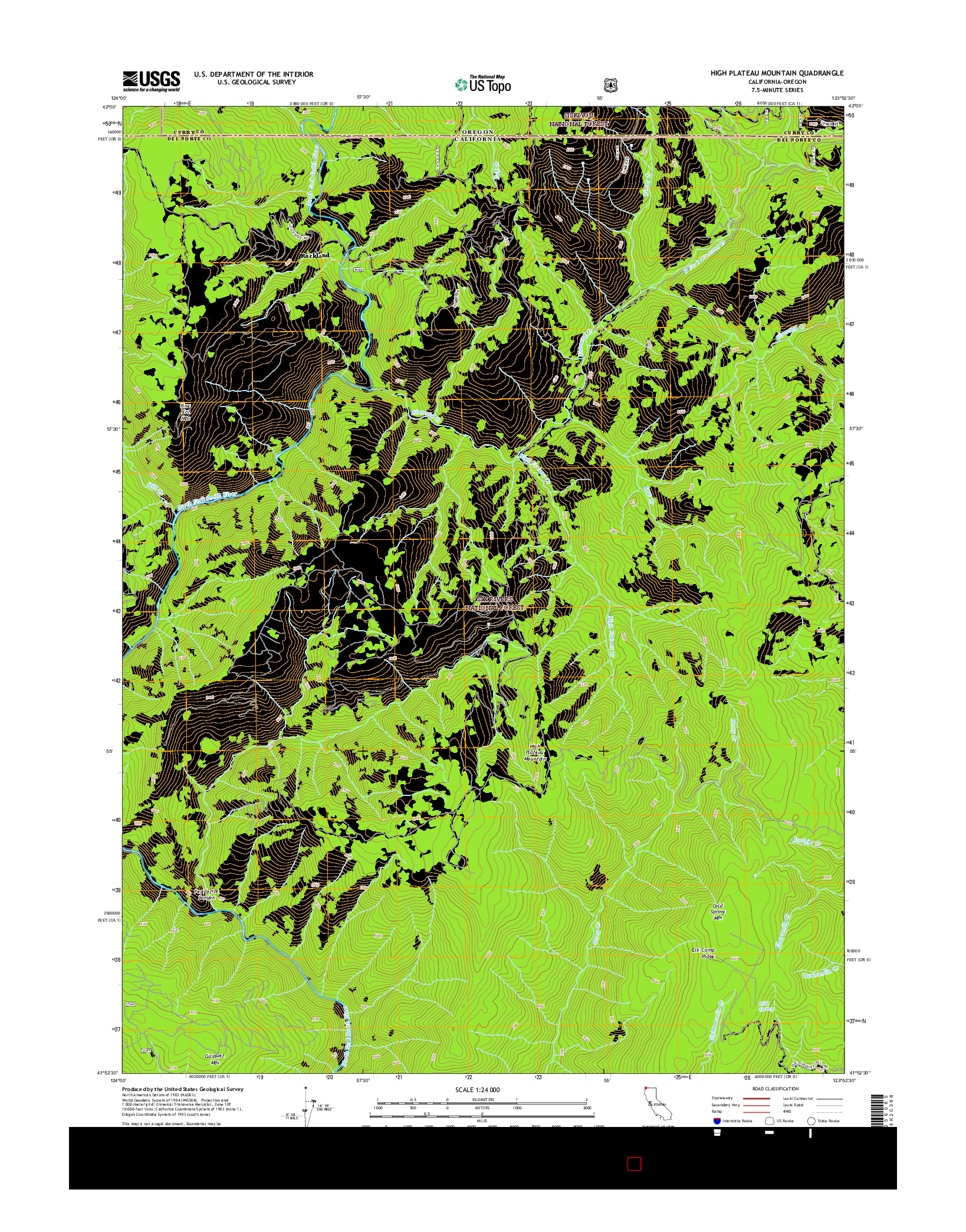 USGS US TOPO 7.5-MINUTE MAP FOR HIGH PLATEAU MOUNTAIN, CA-OR 2015