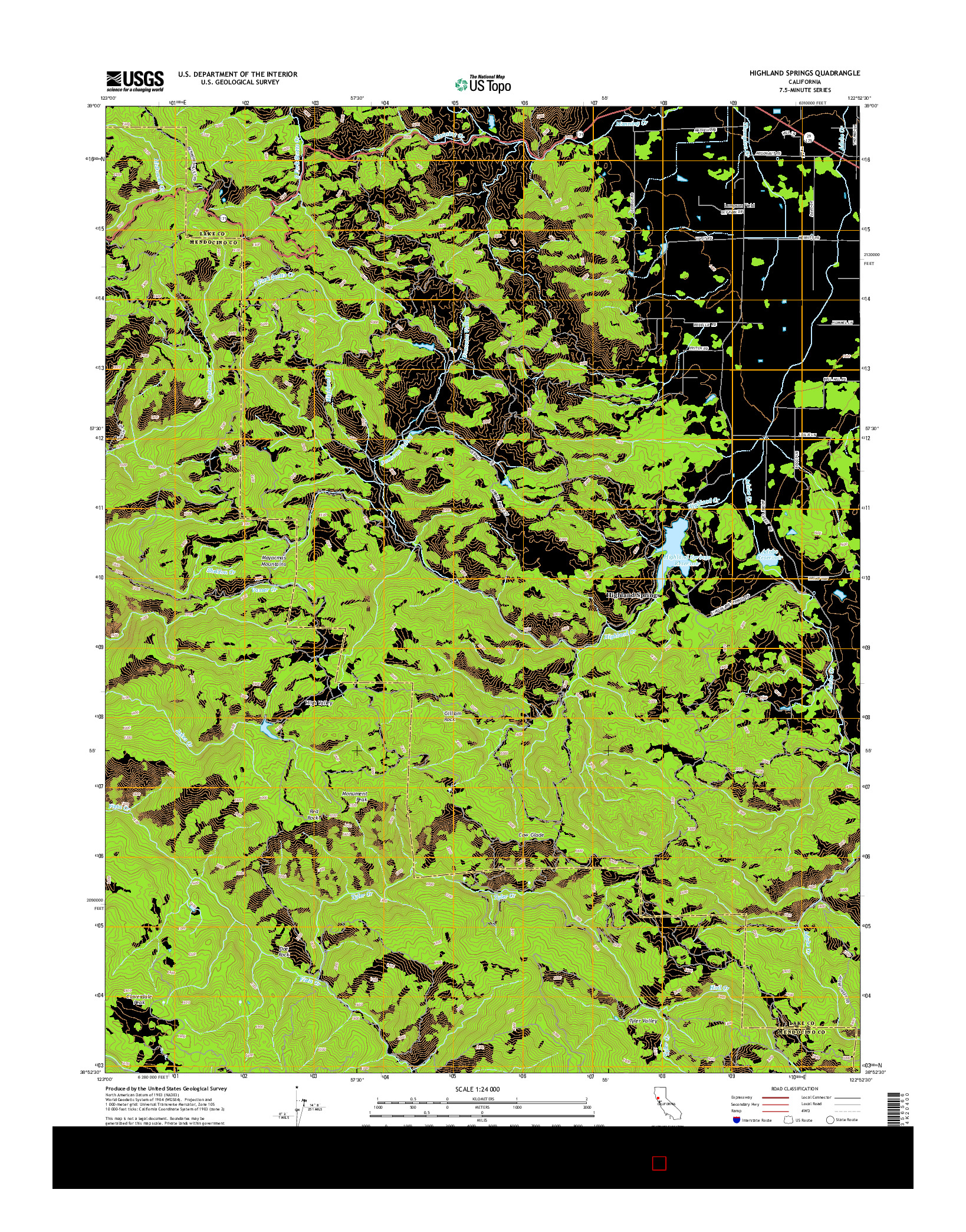 USGS US TOPO 7.5-MINUTE MAP FOR HIGHLAND SPRINGS, CA 2015