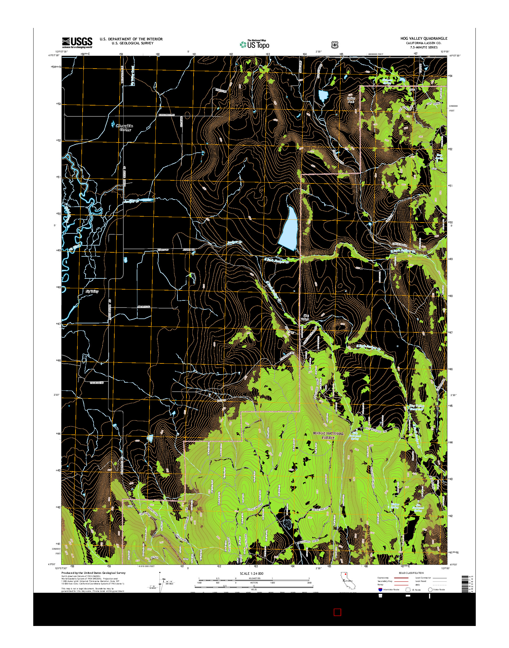 USGS US TOPO 7.5-MINUTE MAP FOR HOG VALLEY, CA 2015