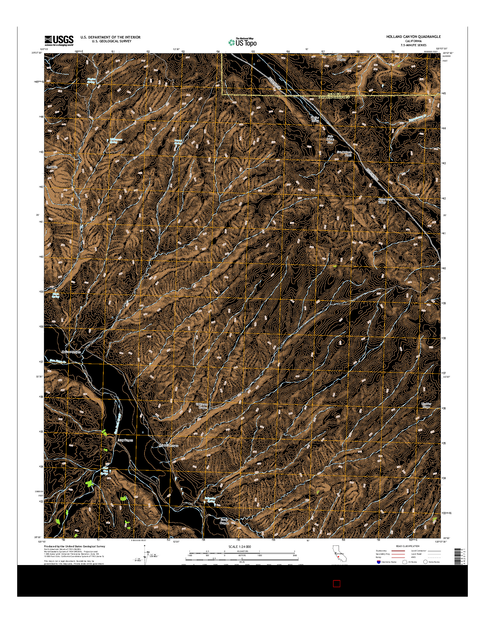 USGS US TOPO 7.5-MINUTE MAP FOR HOLLAND CANYON, CA 2015