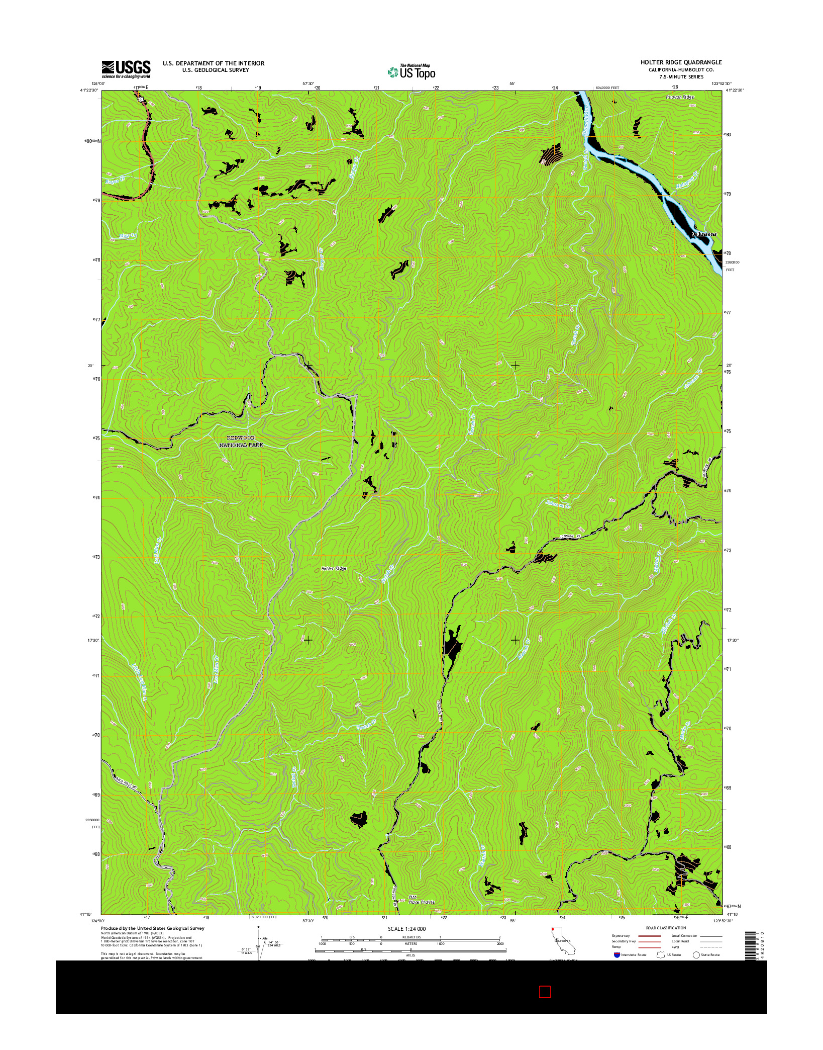 USGS US TOPO 7.5-MINUTE MAP FOR HOLTER RIDGE, CA 2015