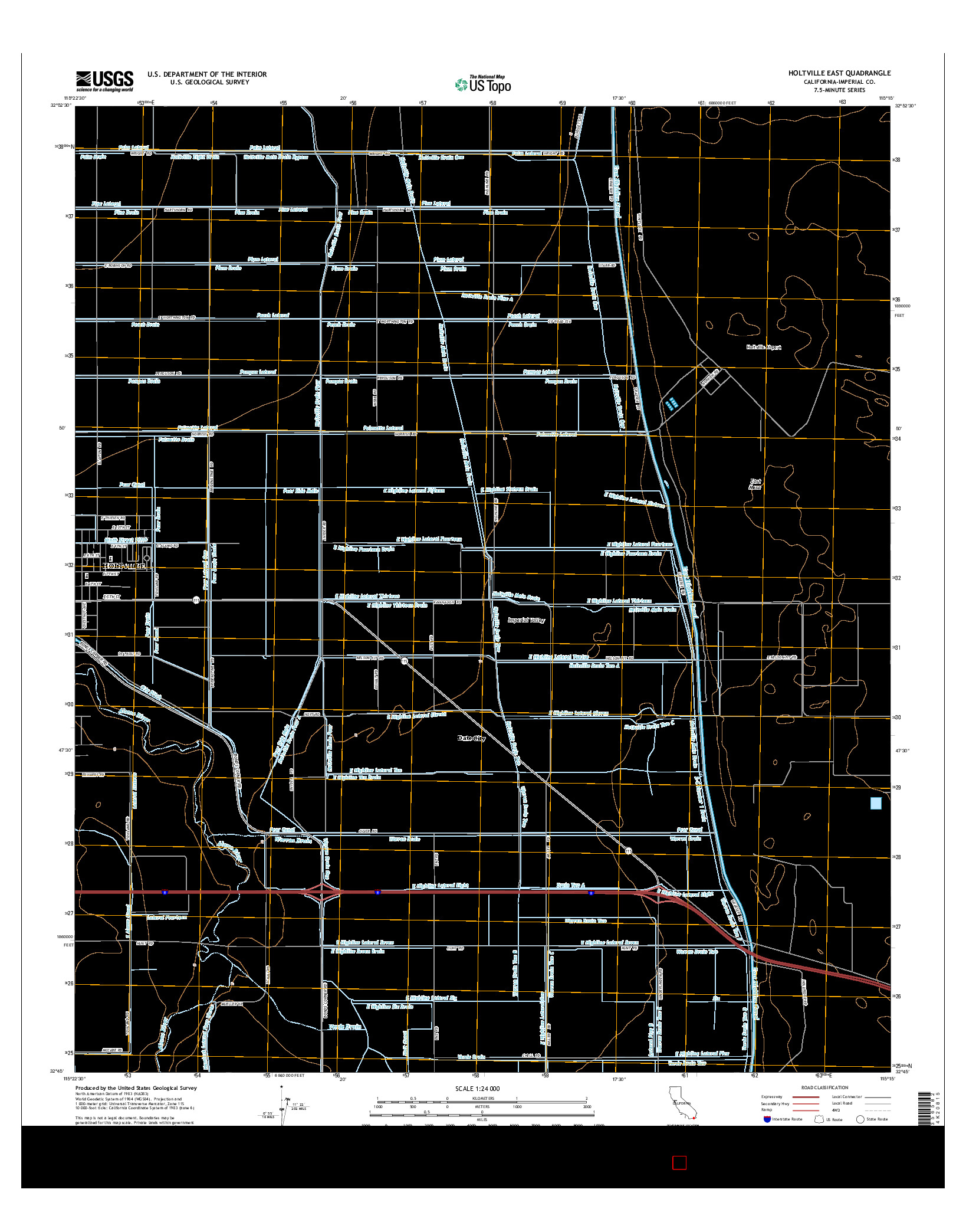 USGS US TOPO 7.5-MINUTE MAP FOR HOLTVILLE EAST, CA 2015