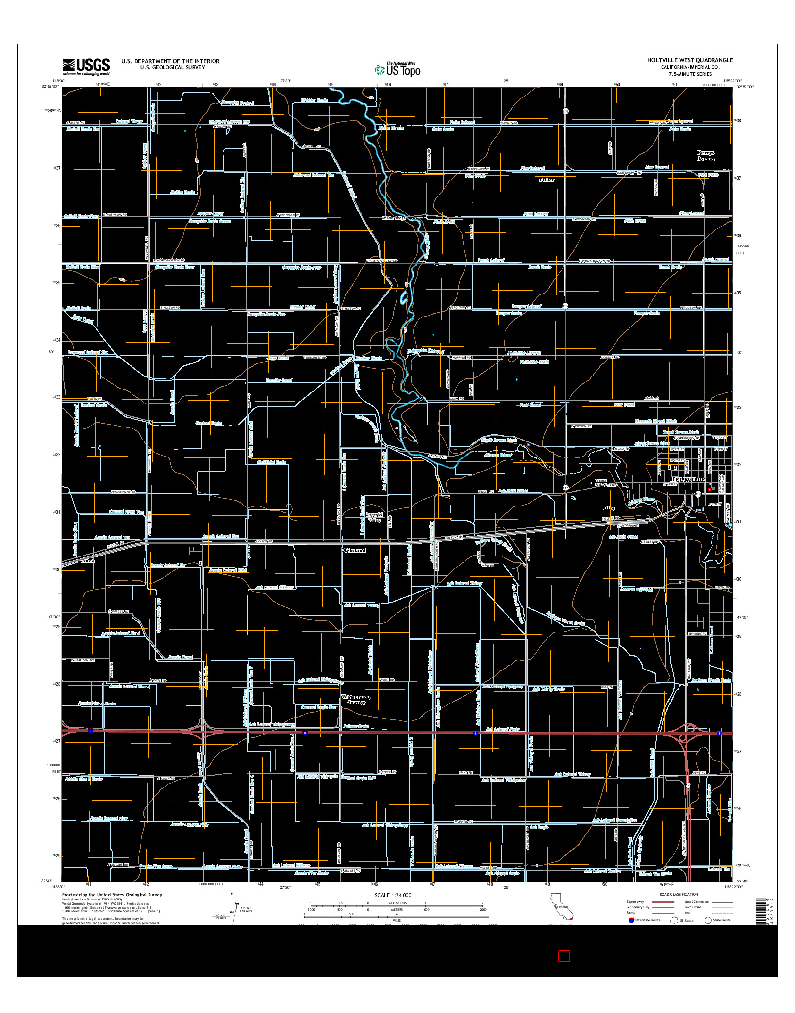 USGS US TOPO 7.5-MINUTE MAP FOR HOLTVILLE WEST, CA 2015