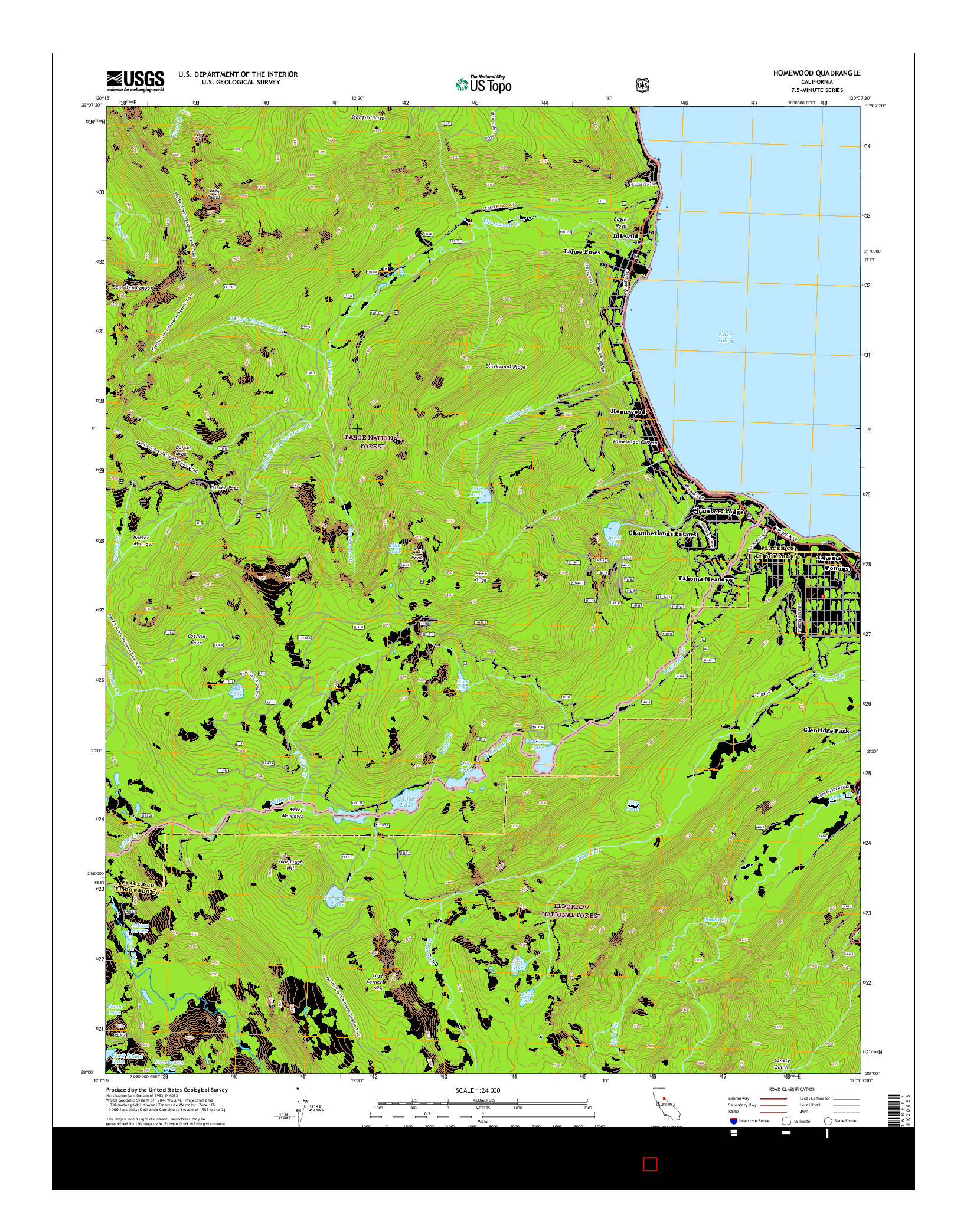 USGS US TOPO 7.5-MINUTE MAP FOR HOMEWOOD, CA 2015