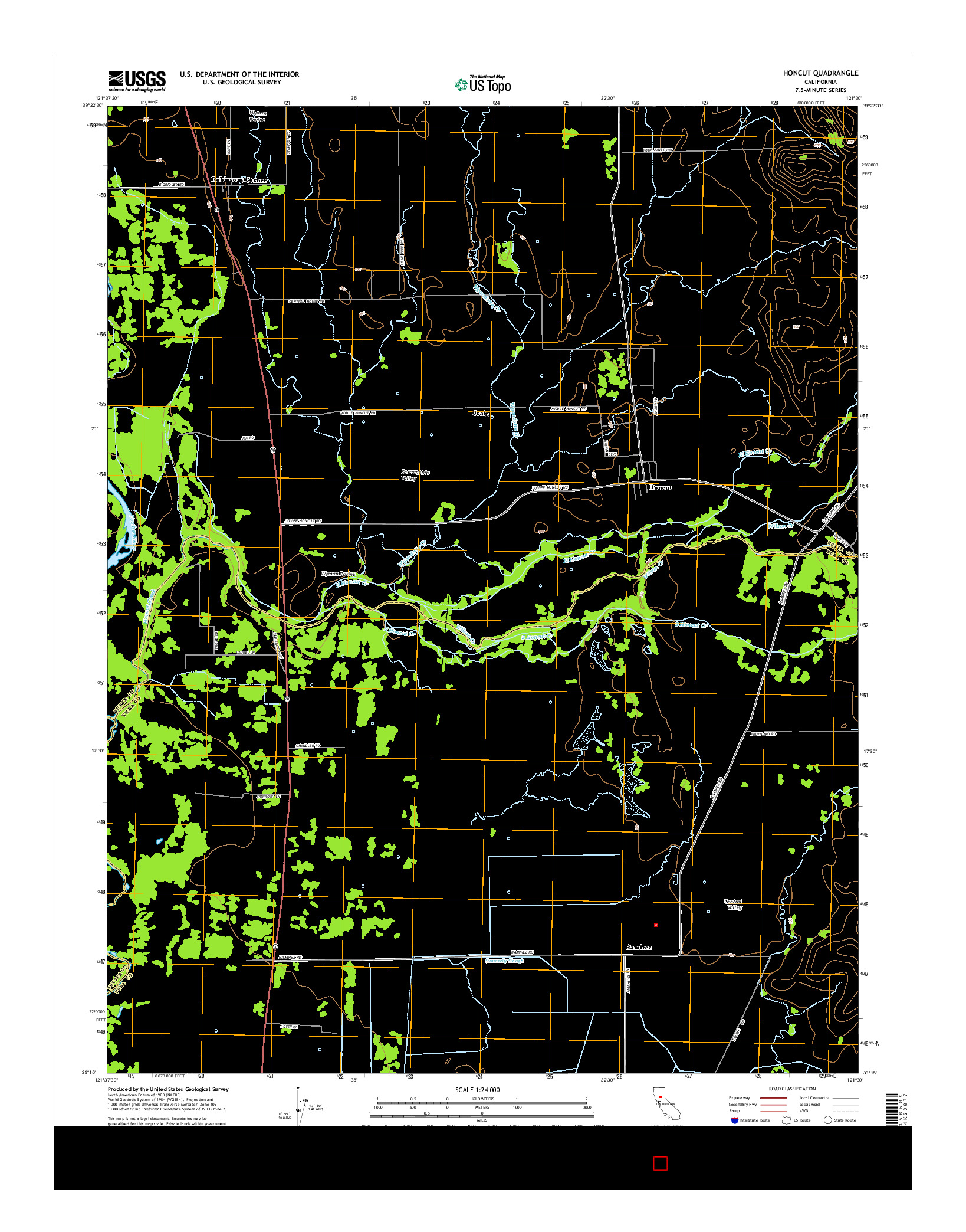 USGS US TOPO 7.5-MINUTE MAP FOR HONCUT, CA 2015