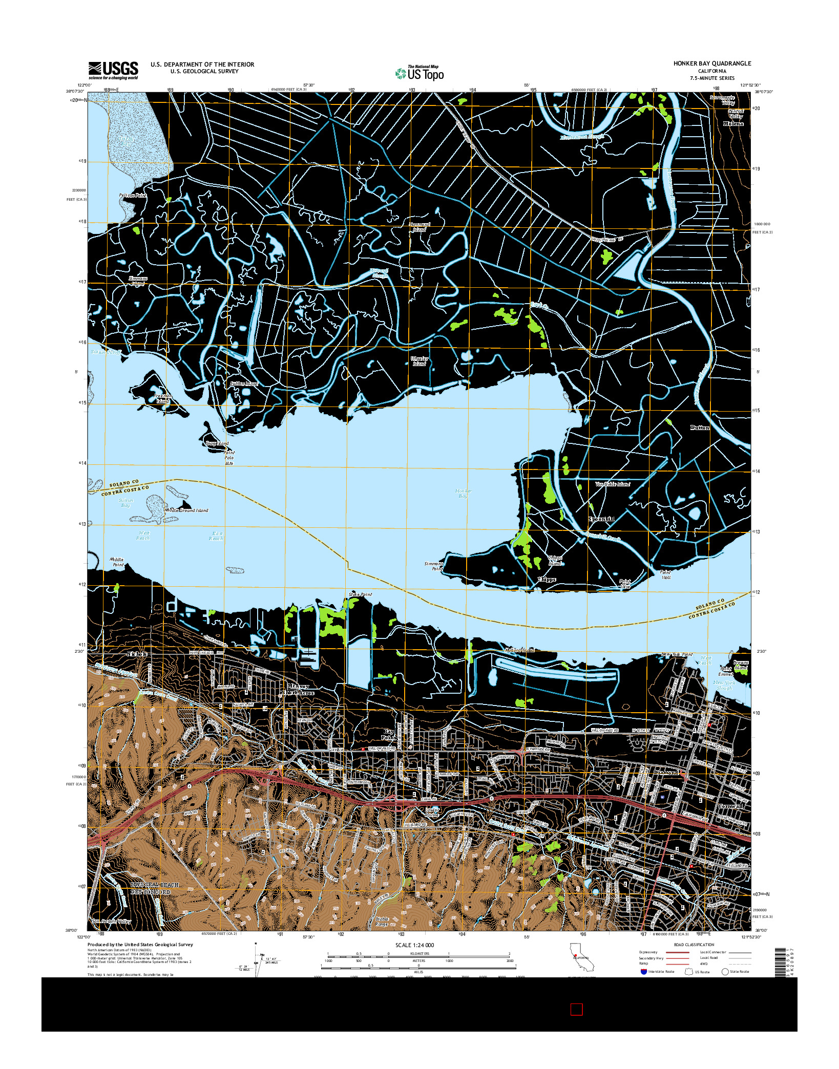 USGS US TOPO 7.5-MINUTE MAP FOR HONKER BAY, CA 2015