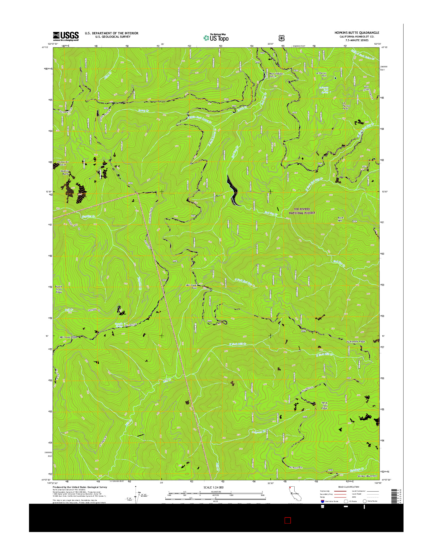 USGS US TOPO 7.5-MINUTE MAP FOR HOPKINS BUTTE, CA 2015