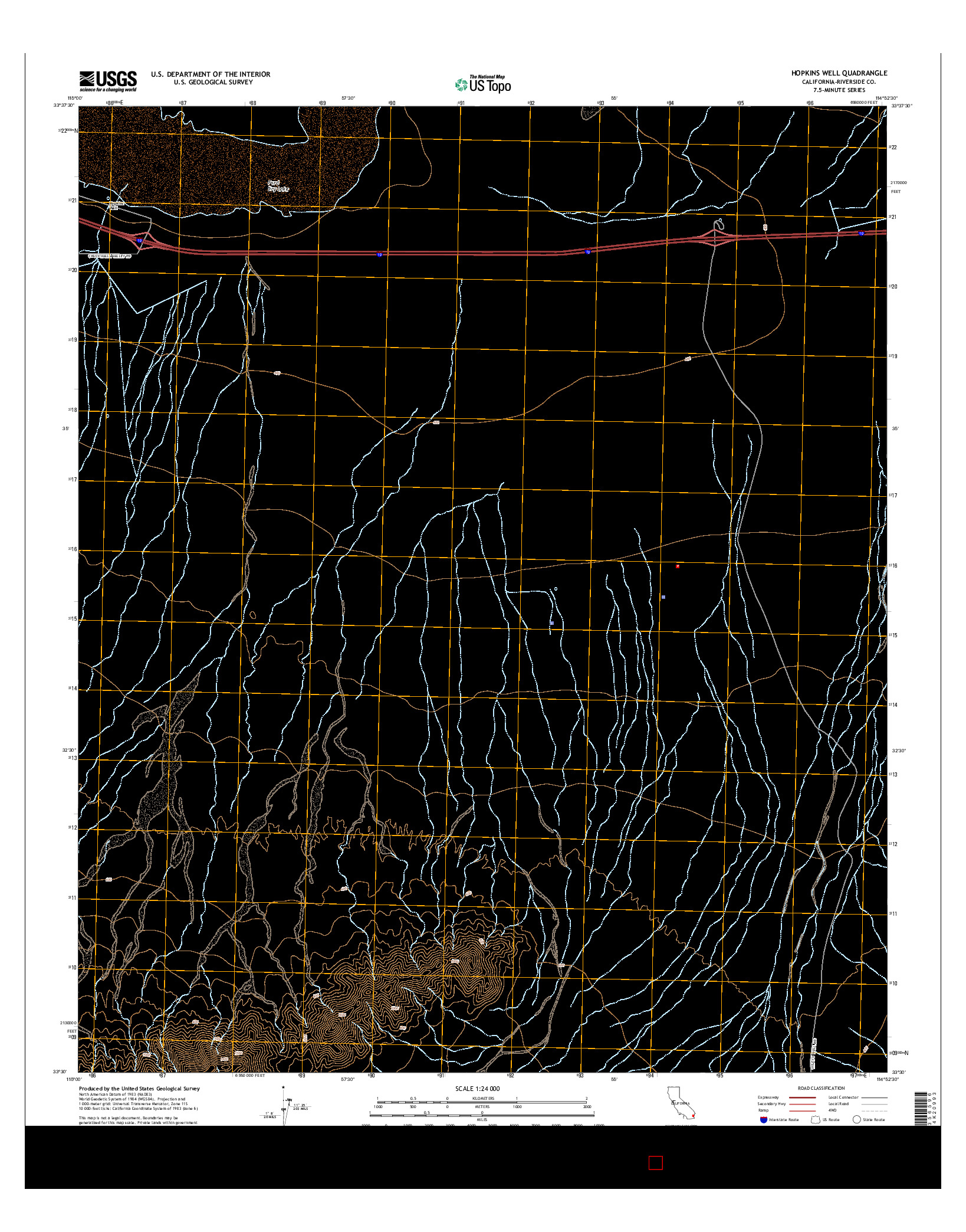 USGS US TOPO 7.5-MINUTE MAP FOR HOPKINS WELL, CA 2015