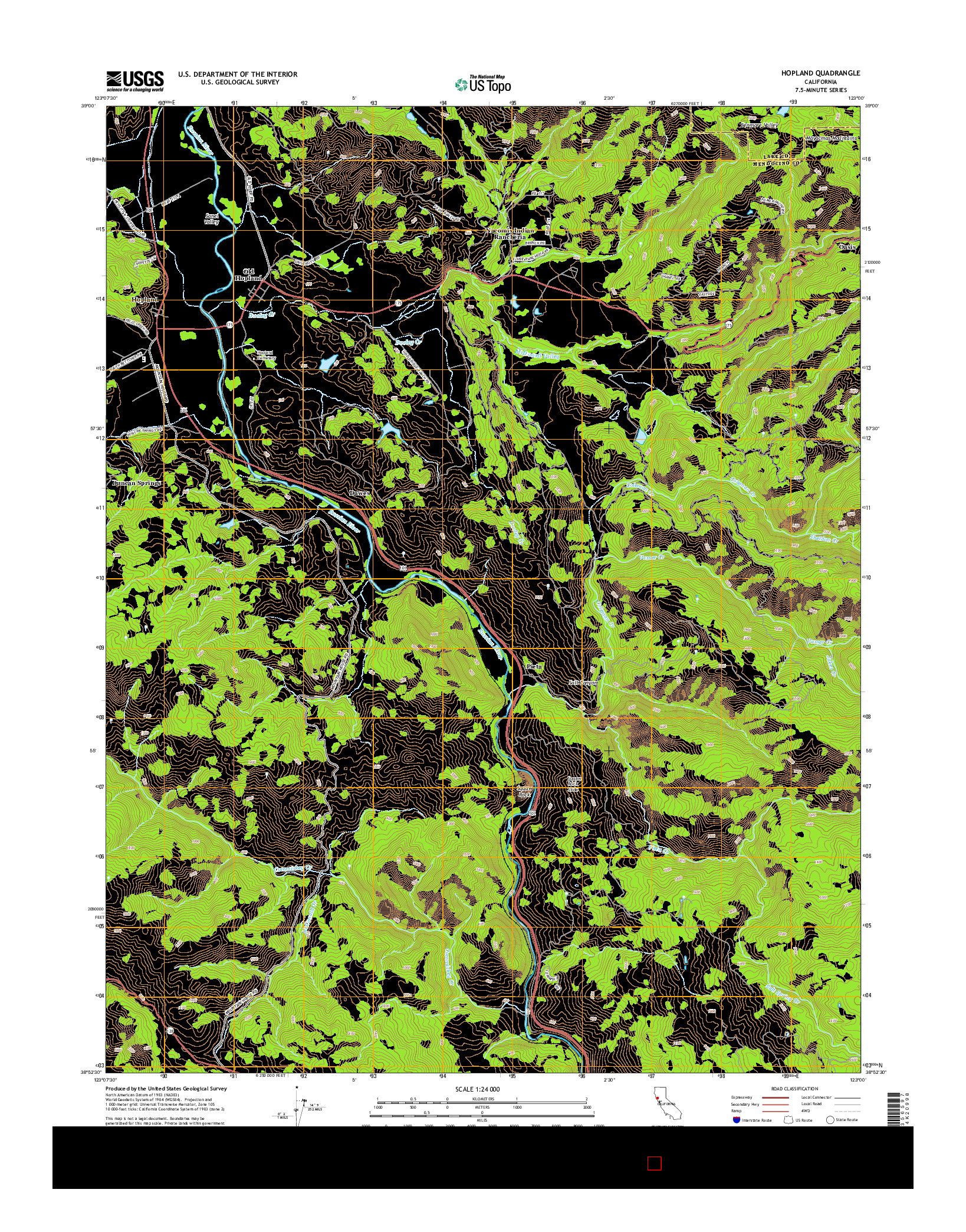 USGS US TOPO 7.5-MINUTE MAP FOR HOPLAND, CA 2015
