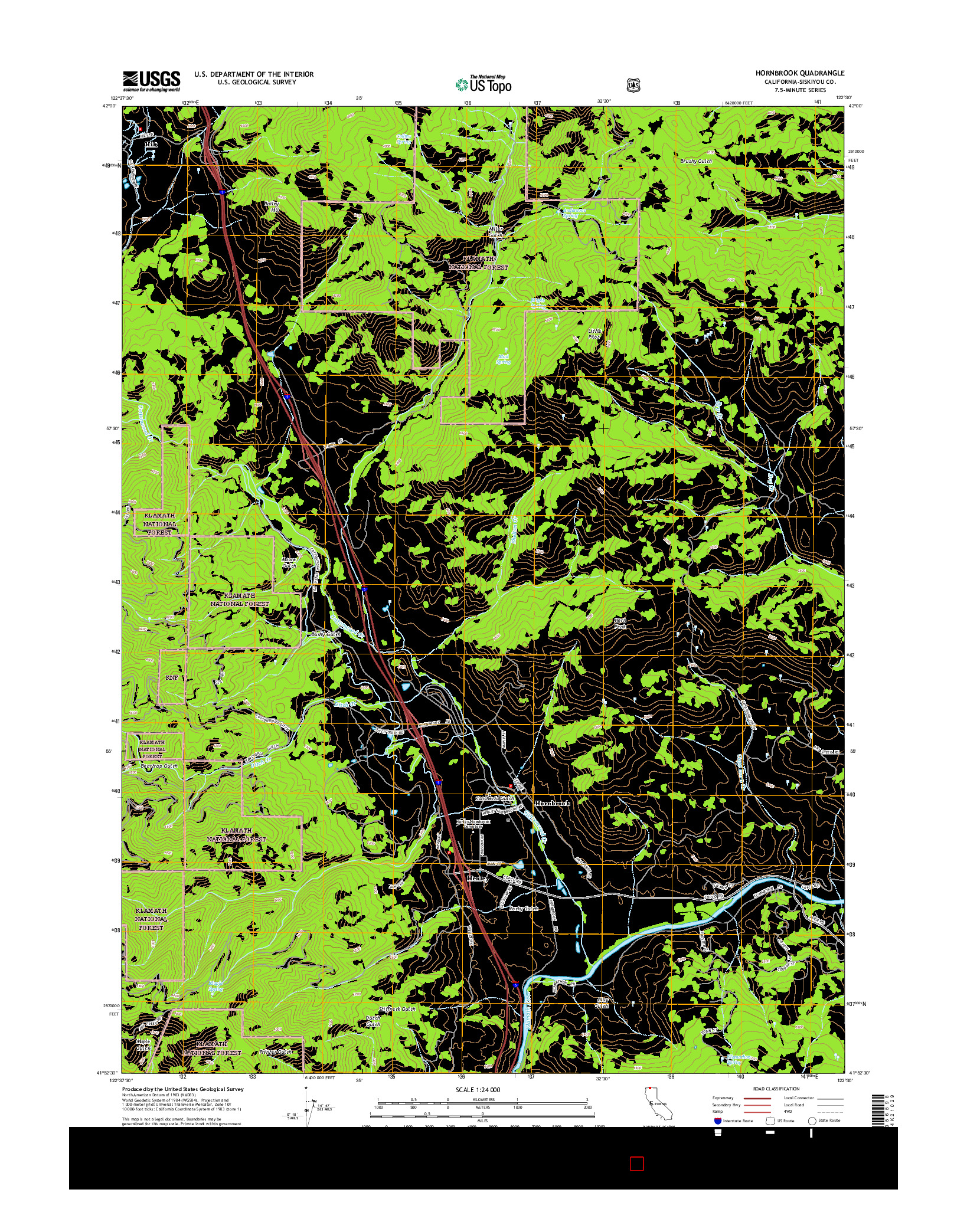 USGS US TOPO 7.5-MINUTE MAP FOR HORNBROOK, CA 2015